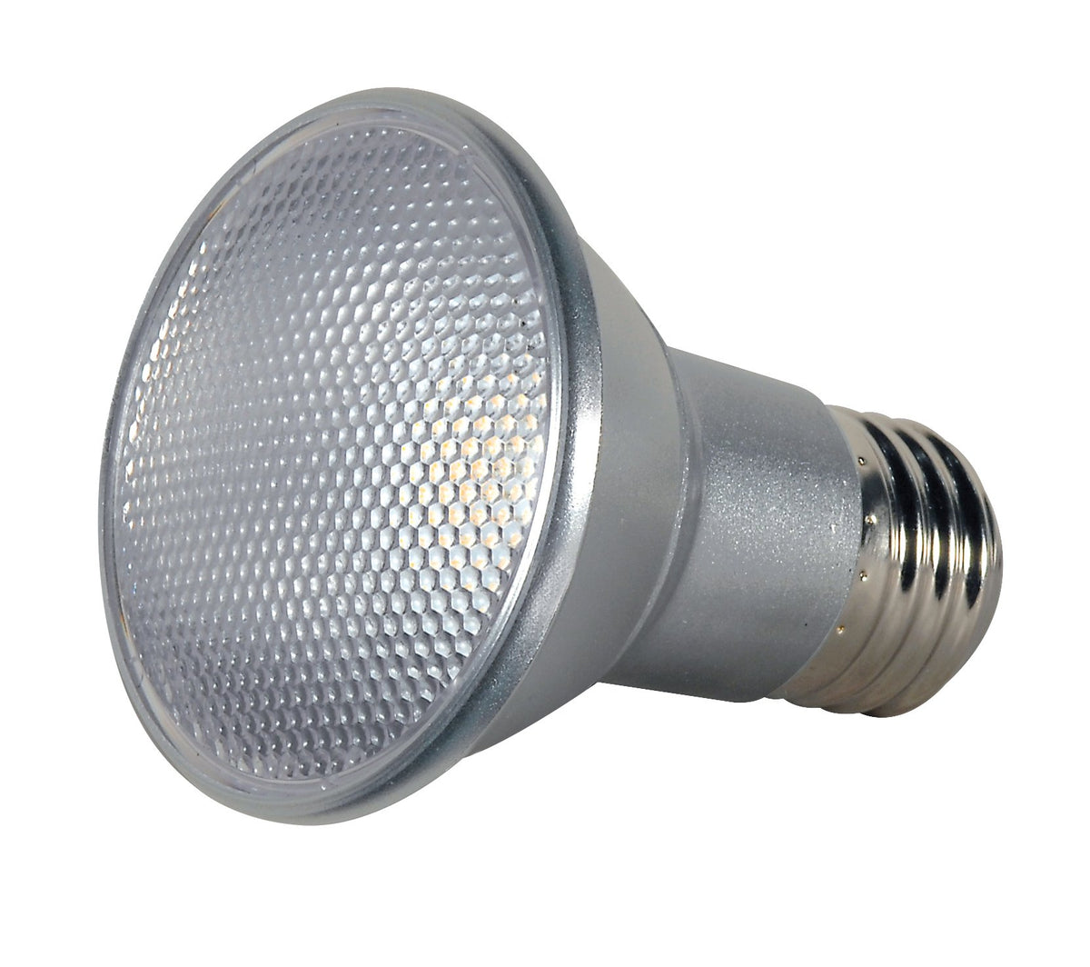 Satco 7W Par20 Led Flood Light 6-Pack, 2700K Dimmable Indoor/Outdoor, Silver Glass