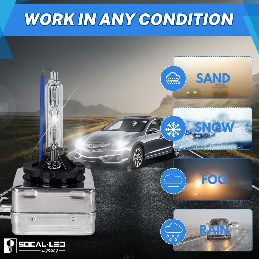 SOCAL-LED LIGHTING D1S 35W Xenon HID Headlight Bulbs - 4300K Warm White - Direct Replacement - Pack of 2