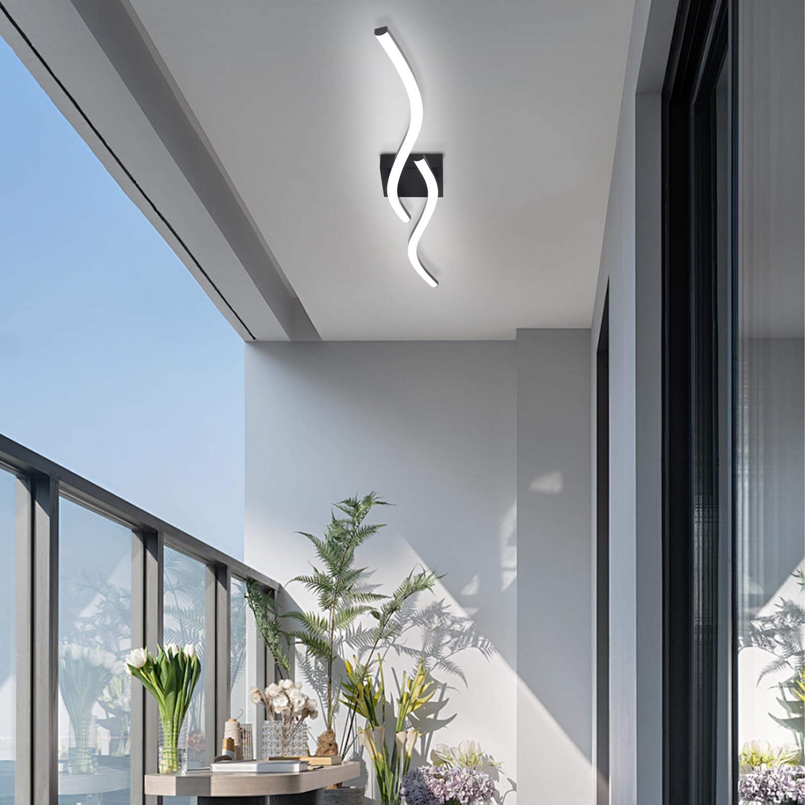 Hlilceh 39.37Inch Linear Ceiling Light 6000K Black Modern Ceiling Light Fixture 28W Long Flush Mount Ceiling Lamp For Hallway, K