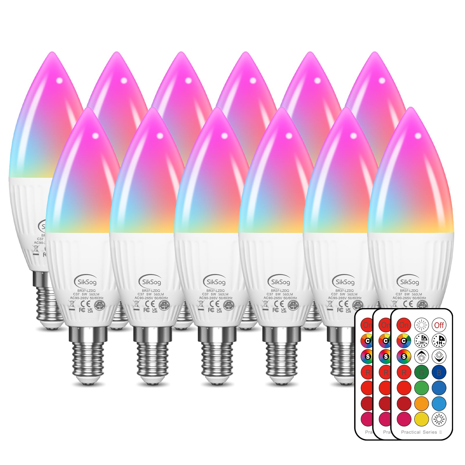 E12 Led Bulb Color Changing Candelabra Light Bulb With Remote Control,50W Incandescent Equivalent,560 Lumen,Warm White 2700K + 1