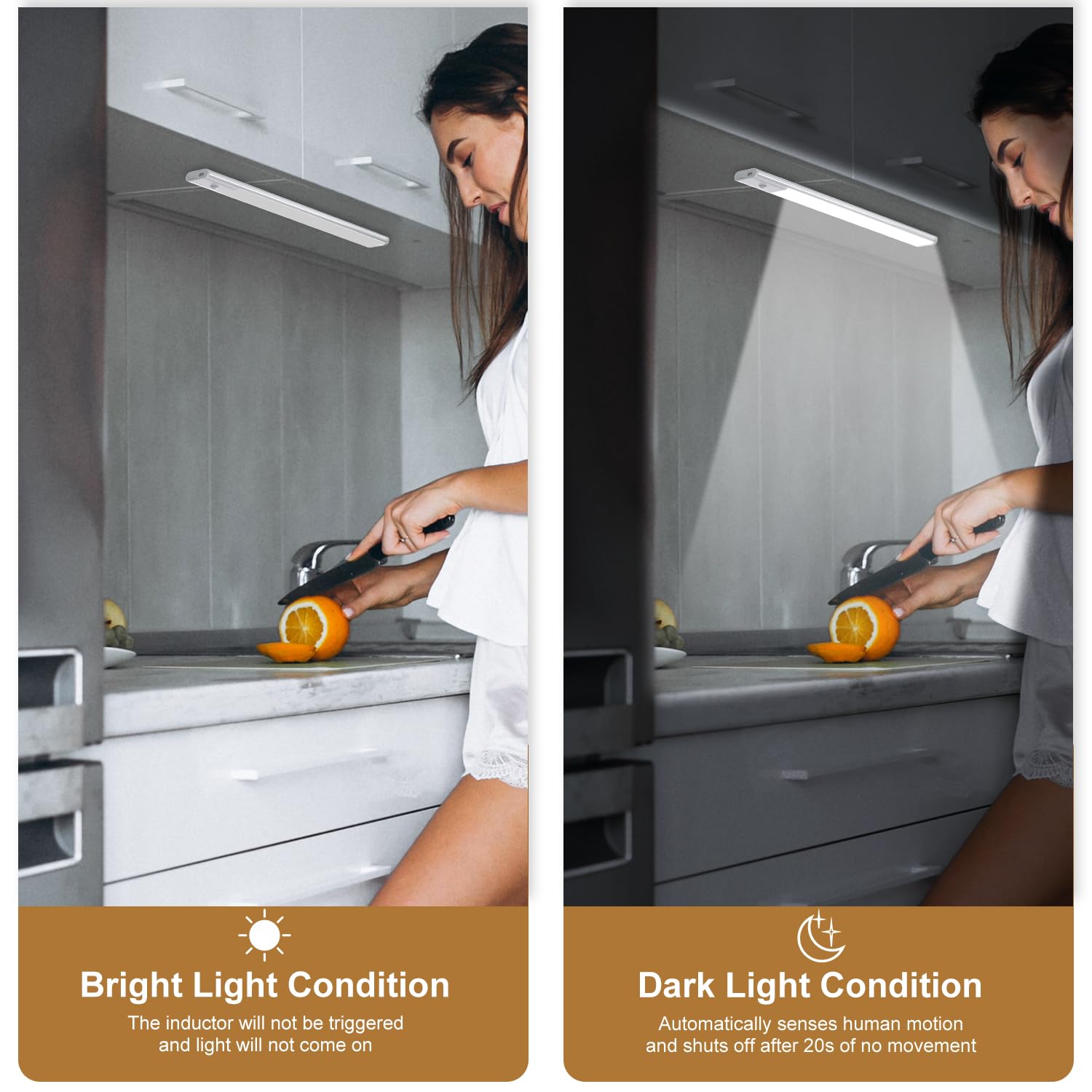 Under Cabinet Lighting Wireless 2 Pack, Led Closet Lights Motion Sensor Light Indoor Rechargeable Battery Operated Stick On Under Counter Lights For Kitchen Stairs Hallway