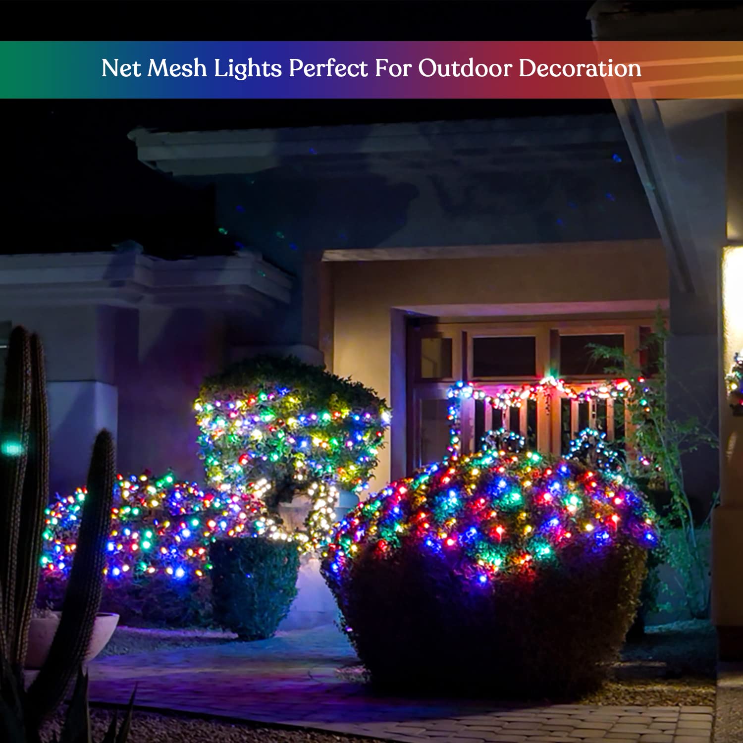 Jmexsuss 320 Led Solar Net Lights, 9.8Ft X 6.6Ft, Waterproof Multicolor Outdoor Decoration With Remote For Bushes And Trees
