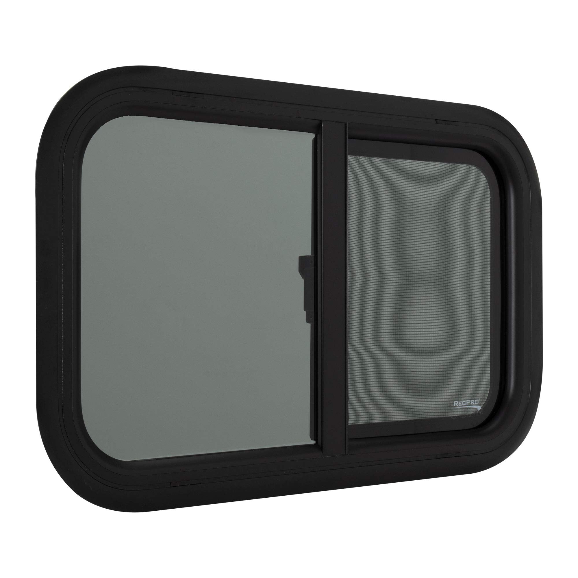 RecPro RV Window Replacement | Teardrop Style | 24inW x 15inH | Horizontal Sliding | Black | Model RP-WIN
