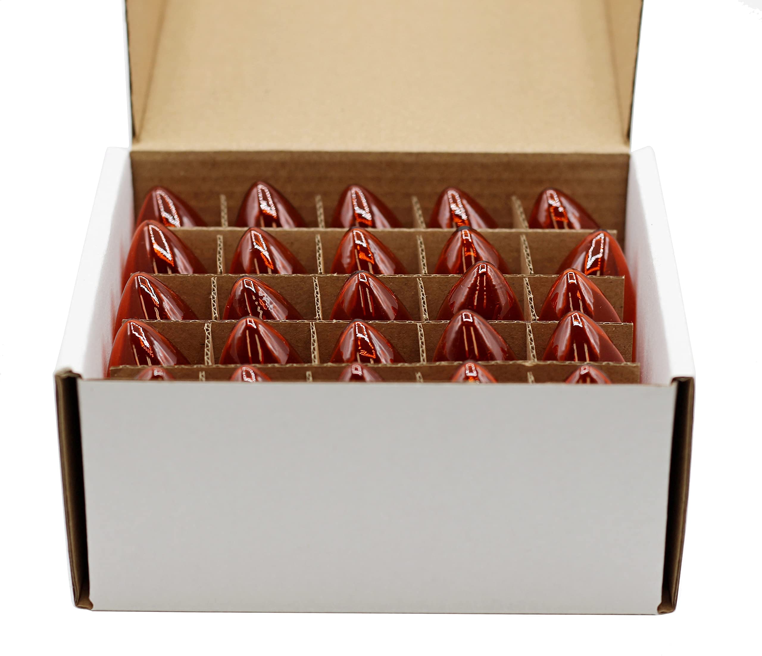 Creative Hobbies® C7 Light Bulbs - 7 Watt, Candelabra Base, Steady Burning - 25 Count Box - Ideal for Halloween & Christmas