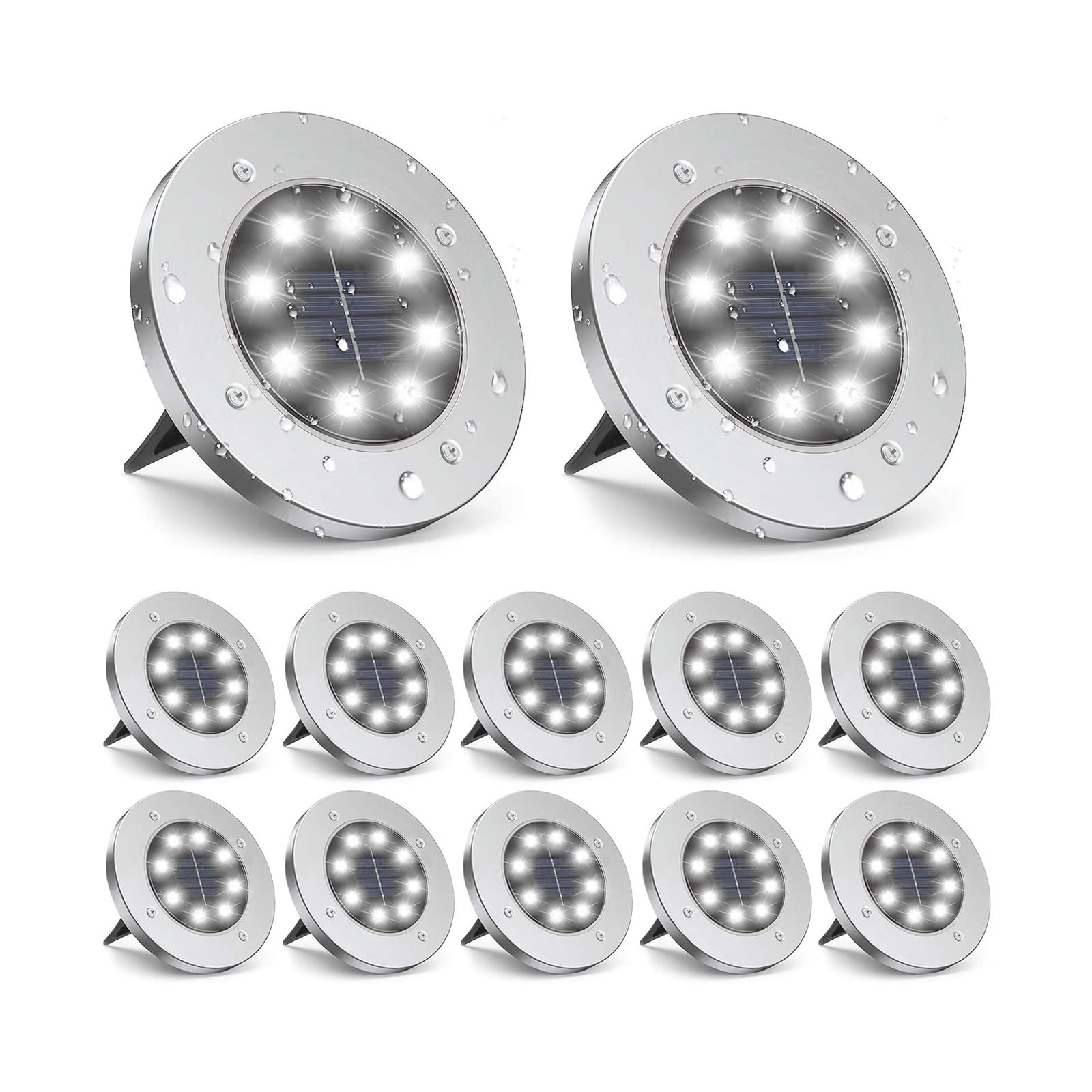 ZGWJ Solar Ground Lights, 12 Packs 8 LED Solar Garden Lamp Waterproof In-Ground Outdoor Landscape Lighting for Patio Pathway Law