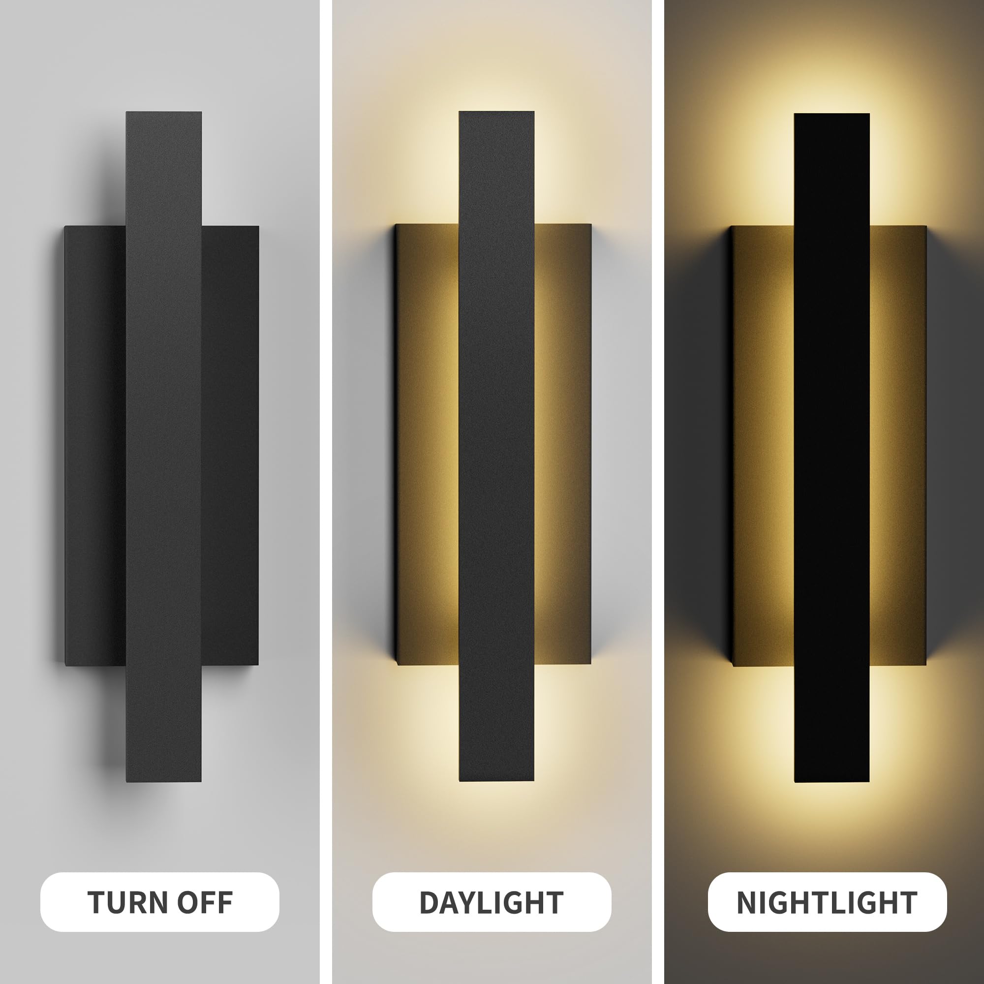 Lamqee 23 Inch Aluminum Long Outdoor Wall Lights  3000K 1200Lm 24W Led Modern Exterior Lighting Fixtures  Ip65 Waterproof Matte Black Linear Outside Sconce Wall Mount For House Porch Patio Garage Door