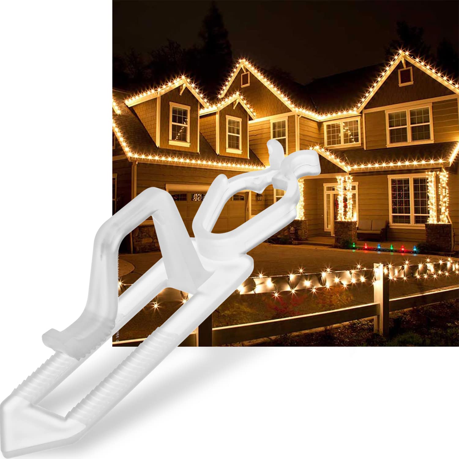 Christmas Light Clip, 200 Packs Clay Tile Roof Clips, Outdoor Holiday Light Clips For C7, C9, Mini Lights And Icicle Lights (Tra