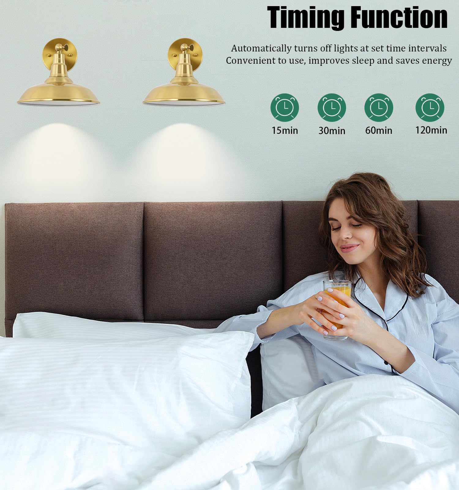 Lzwelcy Gold Vintage Wall Sconce Set of 2, Battery Powered, Dimmable LED, Wireless, Model 9008, Short Size