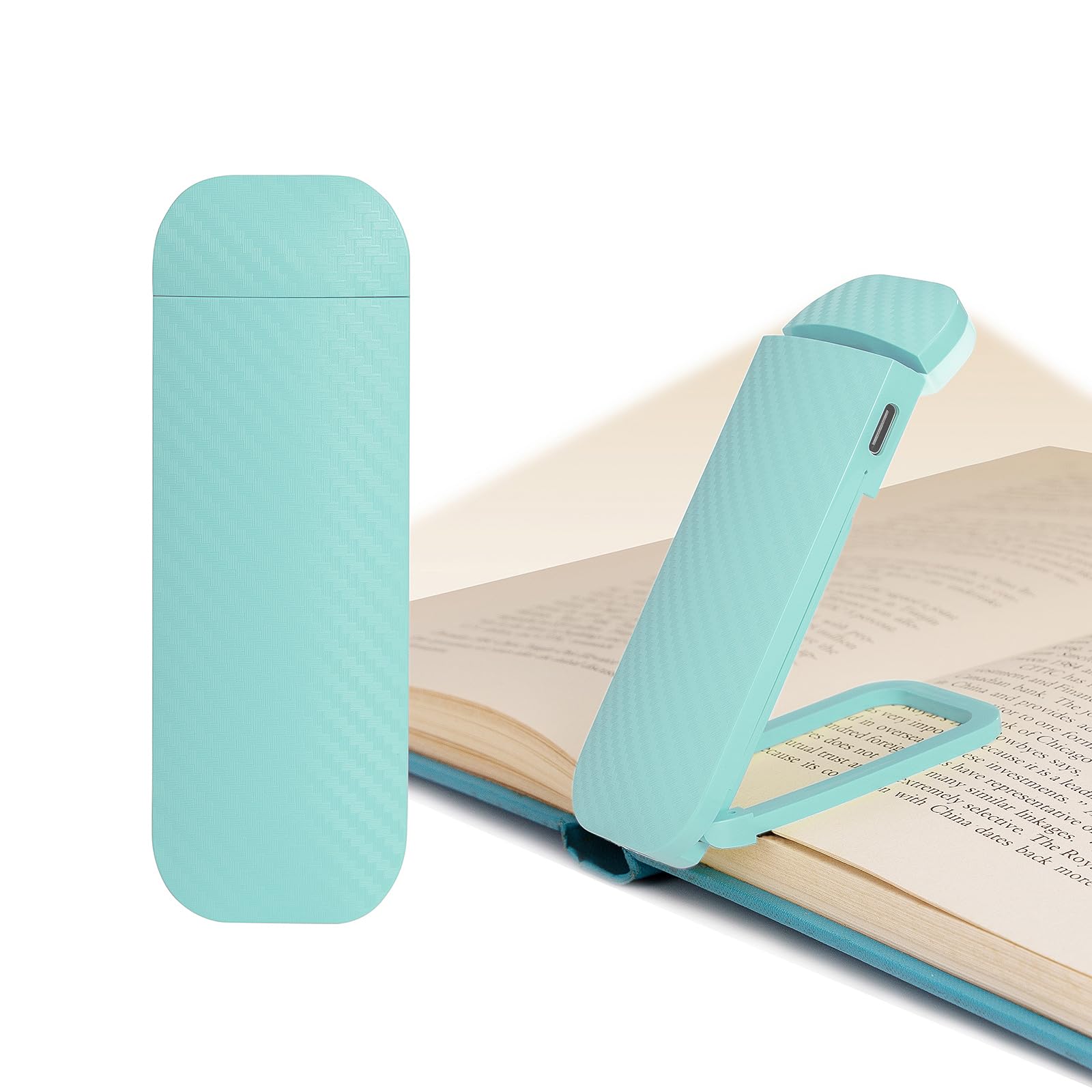 HEMONNKAM Clip on Reading Light, Rechargeable, 5 Brightness Levels, 3 Color Modes, Light Blue
