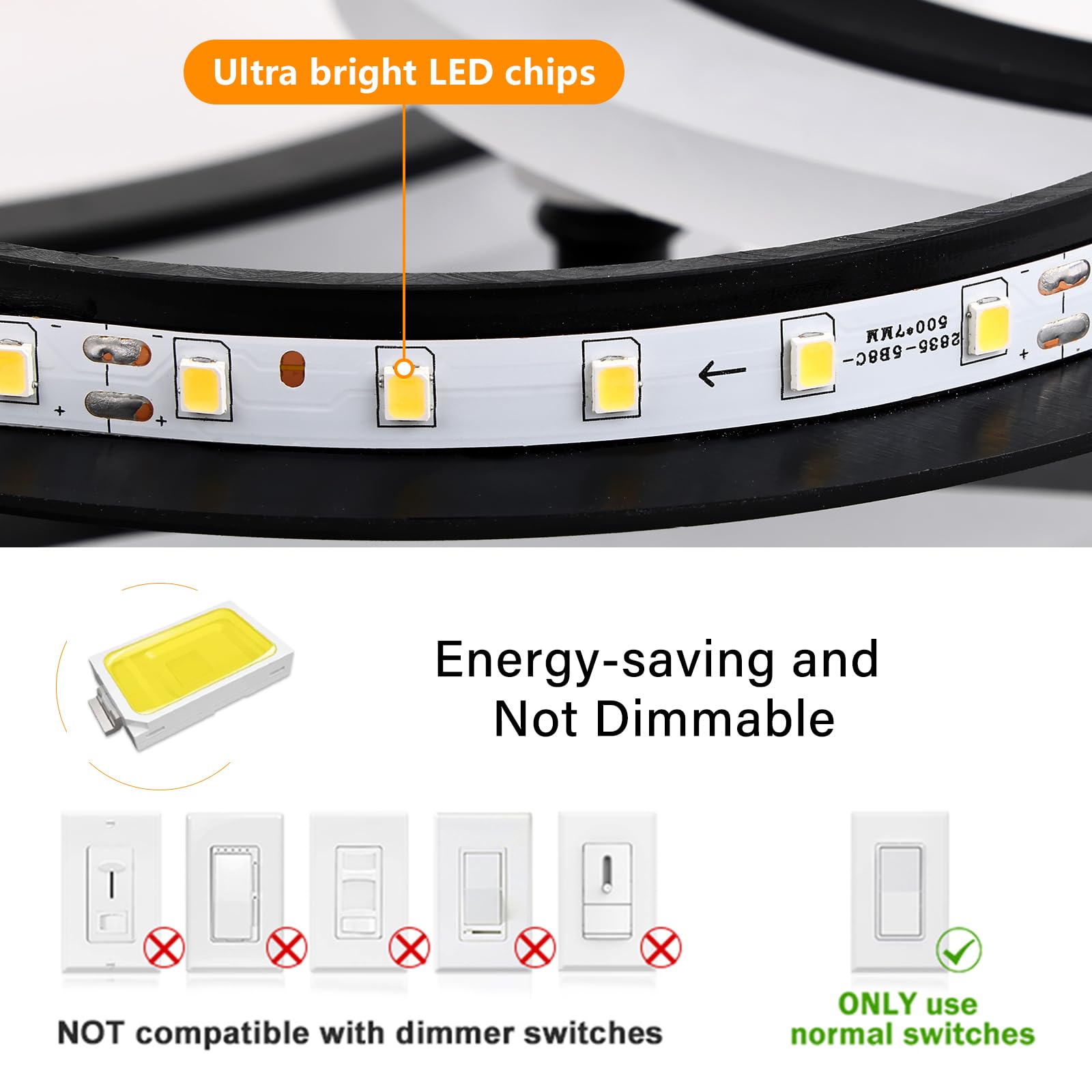 Teminbu Modern Led Ceiling Light, Black 8 Rings Flush Mount Ceiling Light, 4000K Lighting Fixture Ceiling Lamp For Kitchen, Bedr