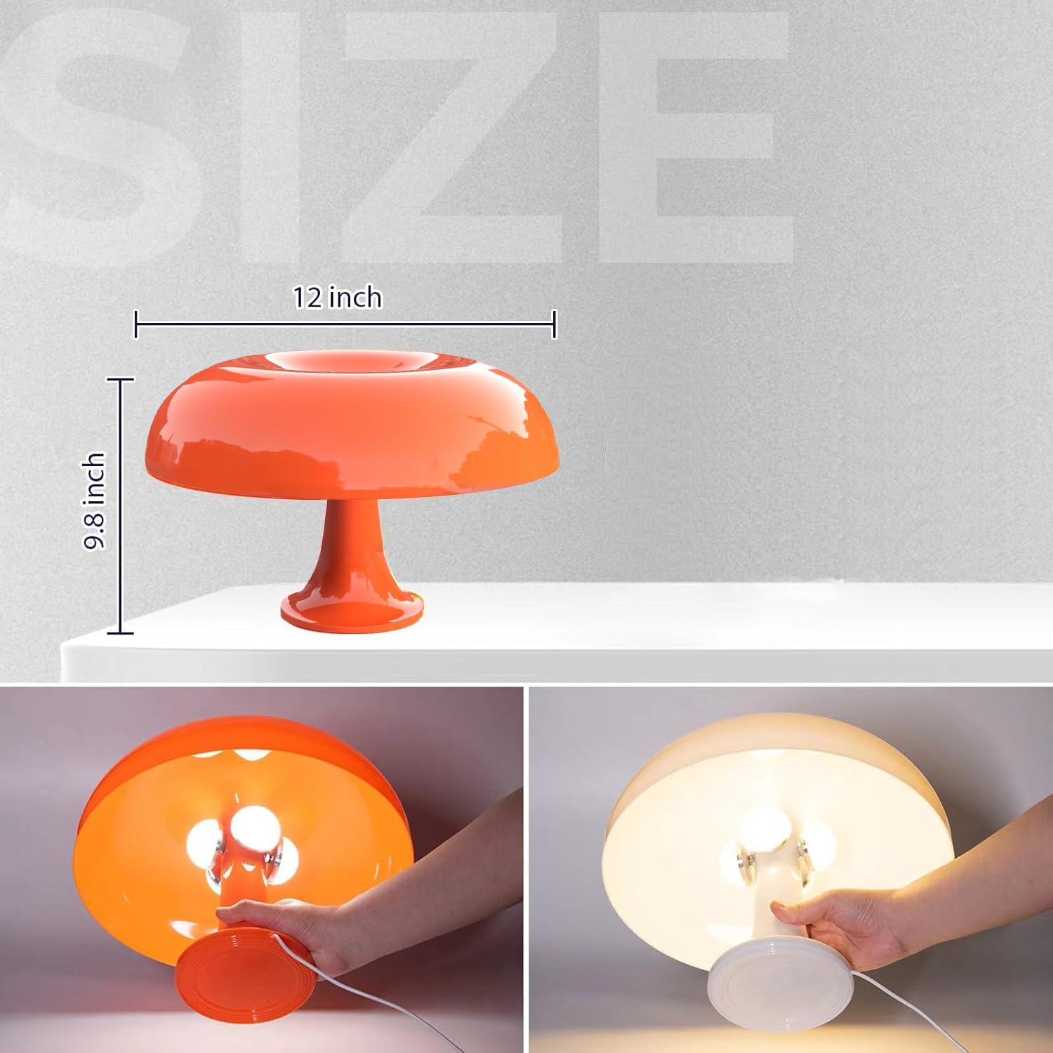 Anykonio Orange Mushroom Lamp - Minimalist Retro Table Lamp, Bulb Included, Elegant Night Light for Women & Kids