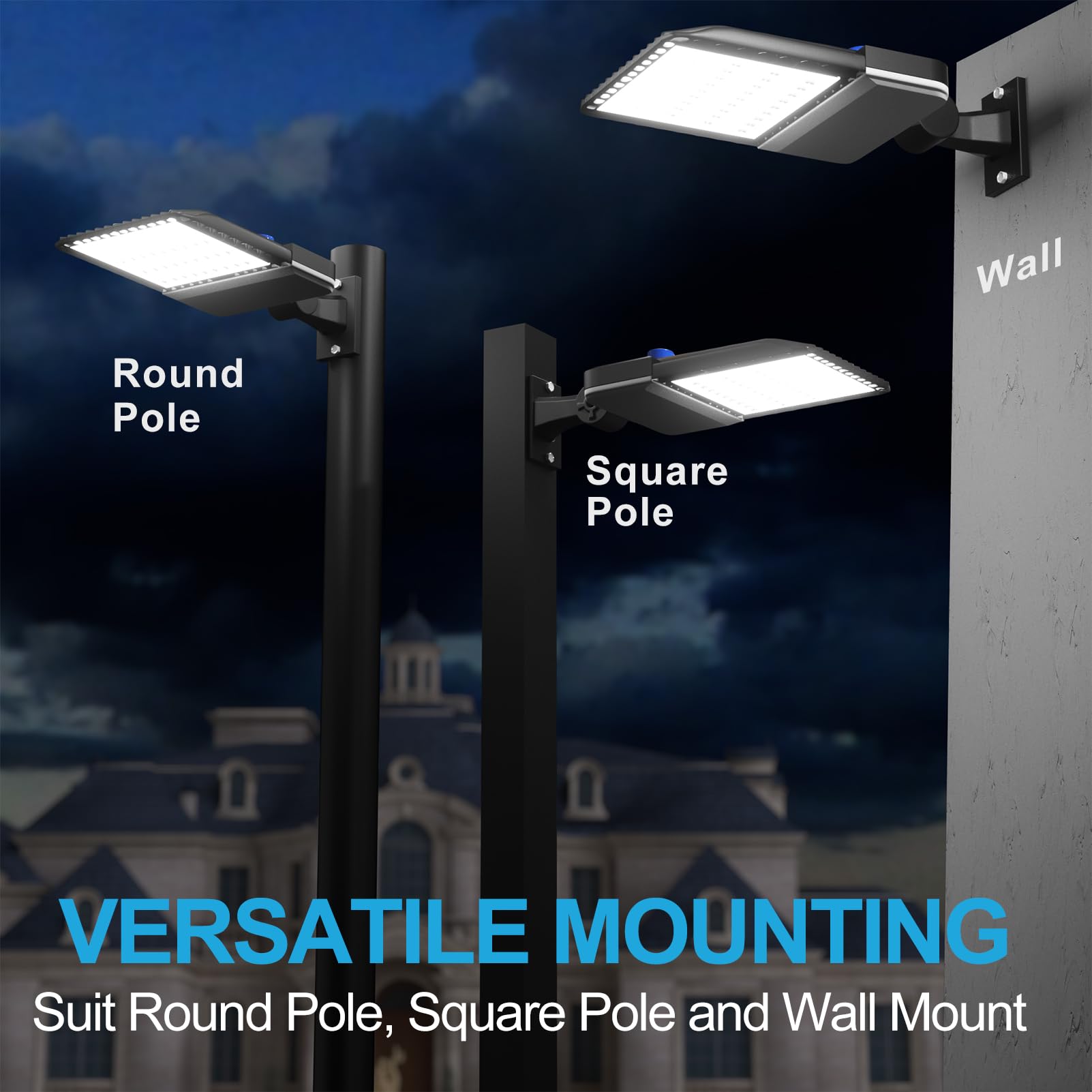 Lightdot 400W Led Parking Lot Light - 60000Lm, Dusk To Dawn, 3-Pack, Arm Mount, Brown