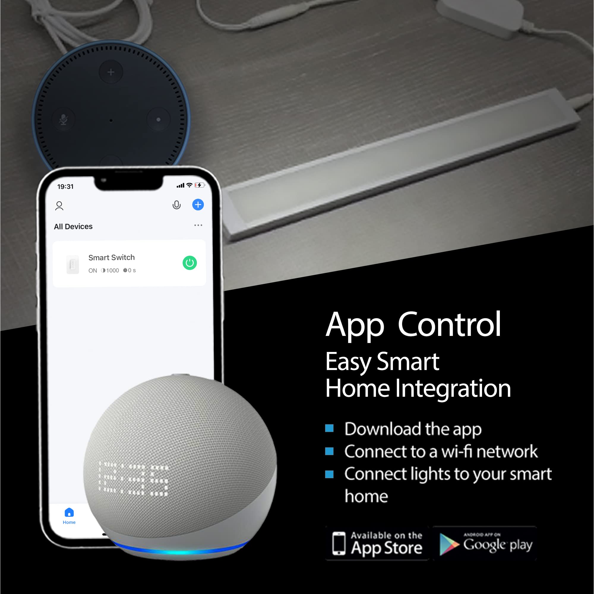 EShine LED Under Cabinet Lighting Kit, 12 inch, 3 Pack, Dimmable, Warm White (3000K), Model ELWS3003DW, Aluminum