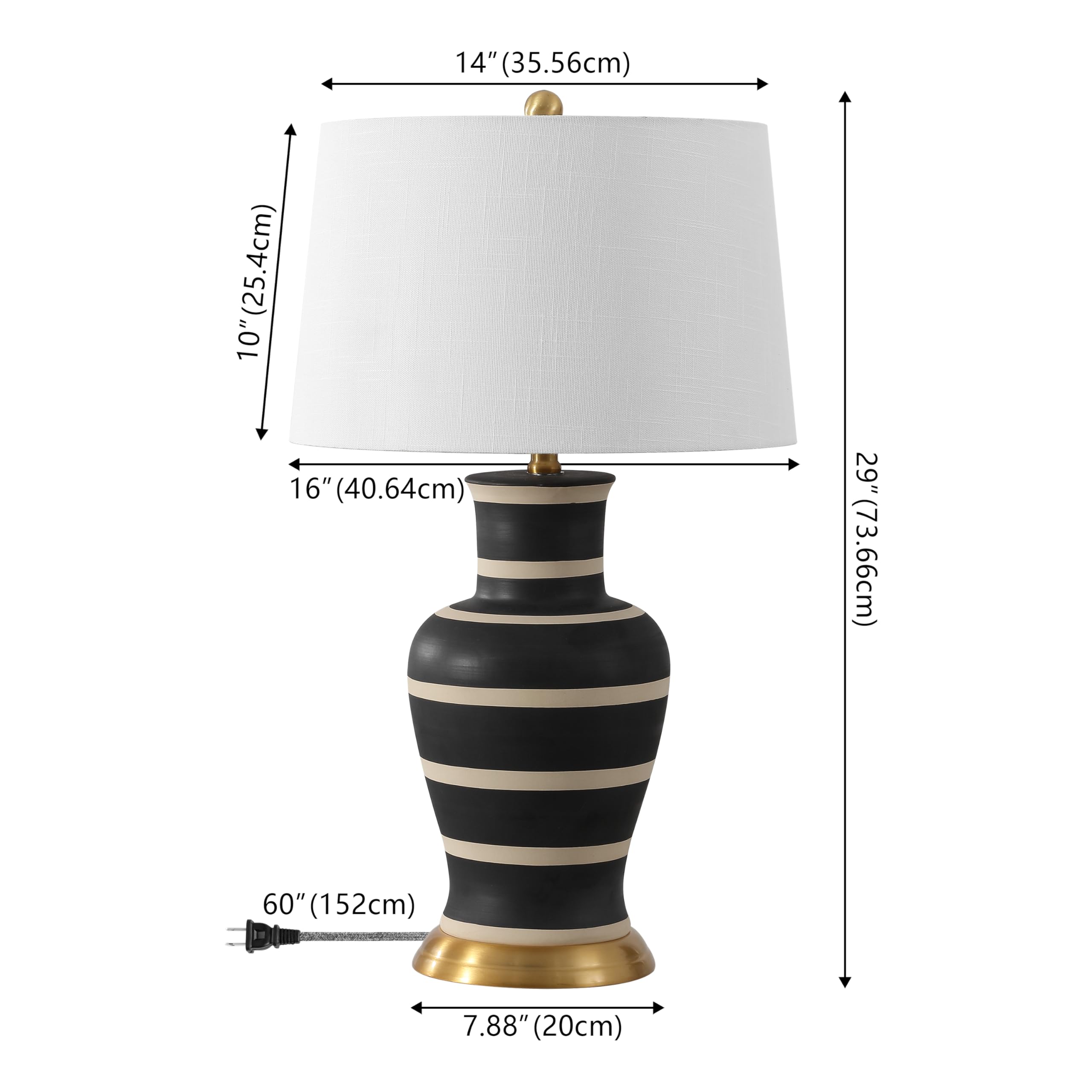 Jonathan Y Jyl4026J Julian 29'' Traditional Classic Ceramic Urn Led Table Lamp, Black/Beige For Bedroom, Living Room, Kitchen, H