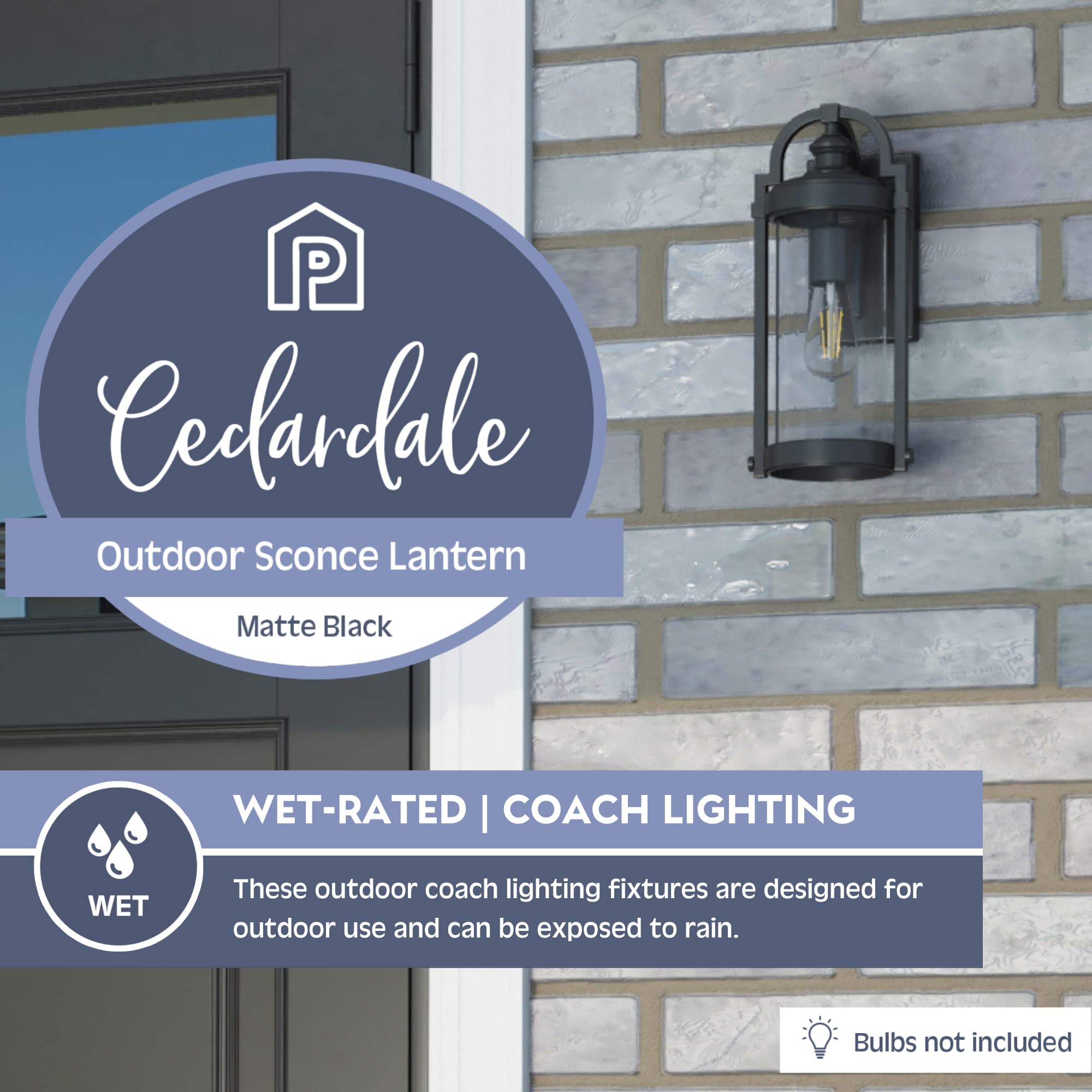 Prominence Home Matte Black Farmhouse Outdoor Sconce Lantern - Wet Rated Coach Light 51548-01