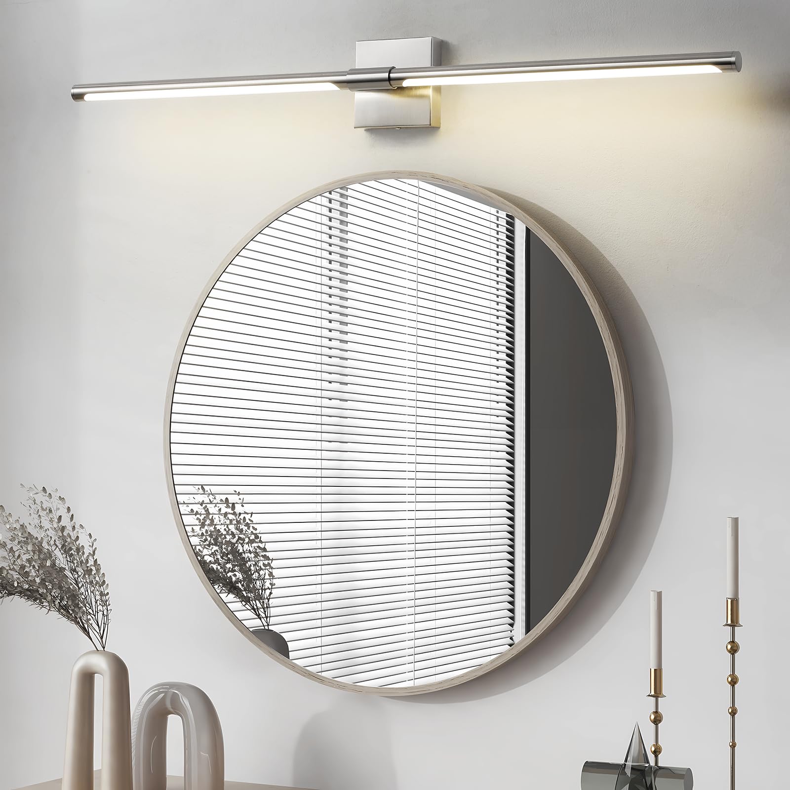 Faziyo Sand Nickel 40 Inch Vanity Light For Bathroom Over Mirror Led Vanity Lights Fixtures 4000K Morden Bathroom Sconce Picture