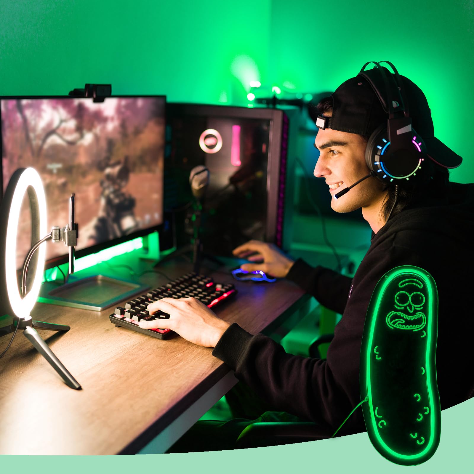 Cartoon Pickle LED neon Sign for Wall Decoration, Anime Rick neon Light Sign for Man cave Decor, Christmas Ornament, Party and G