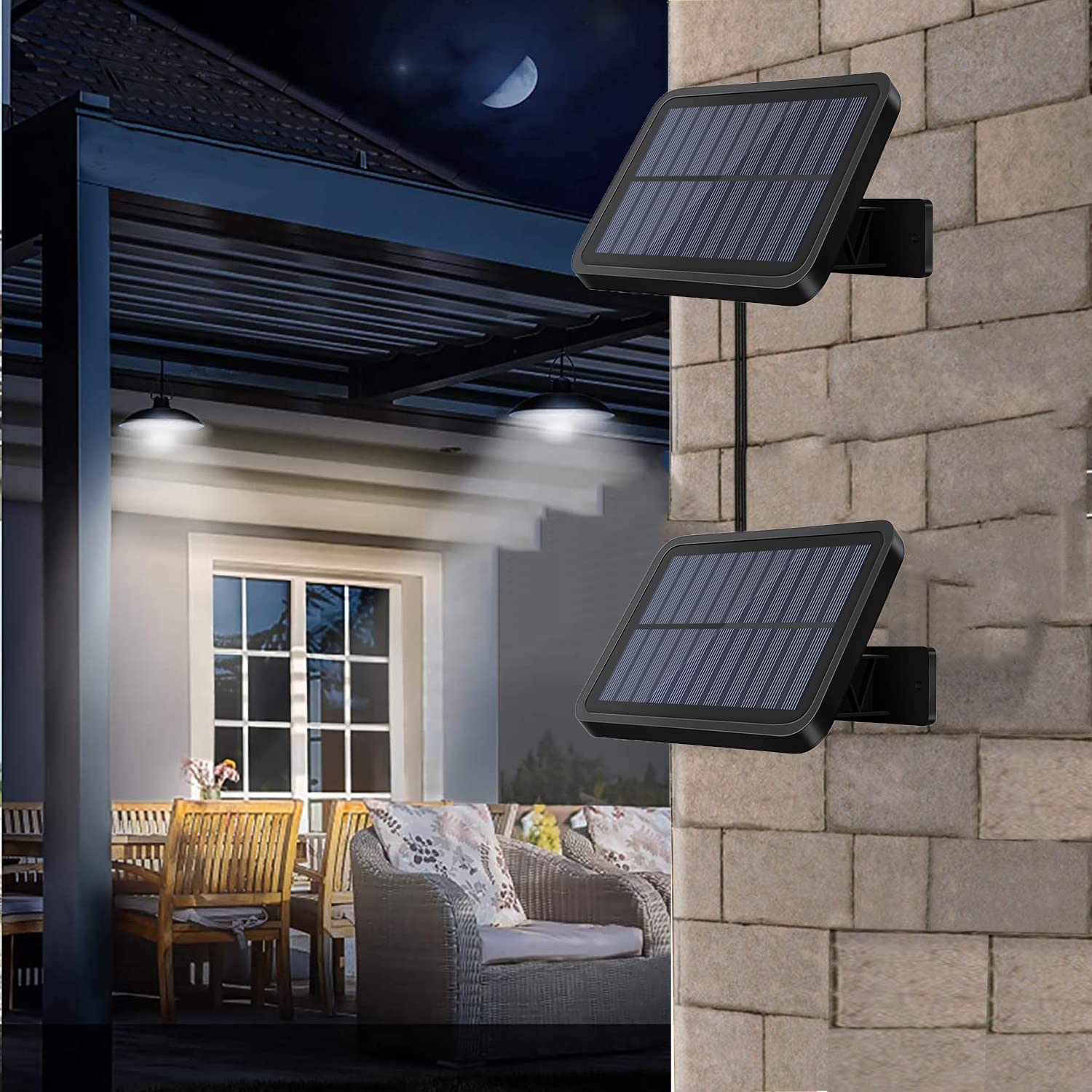 ABZXT Solar Pendant Light, IP65 Waterproof, Dusk to Dawn, Remote Control, Single Lamp, Black, Model SPLW-161W