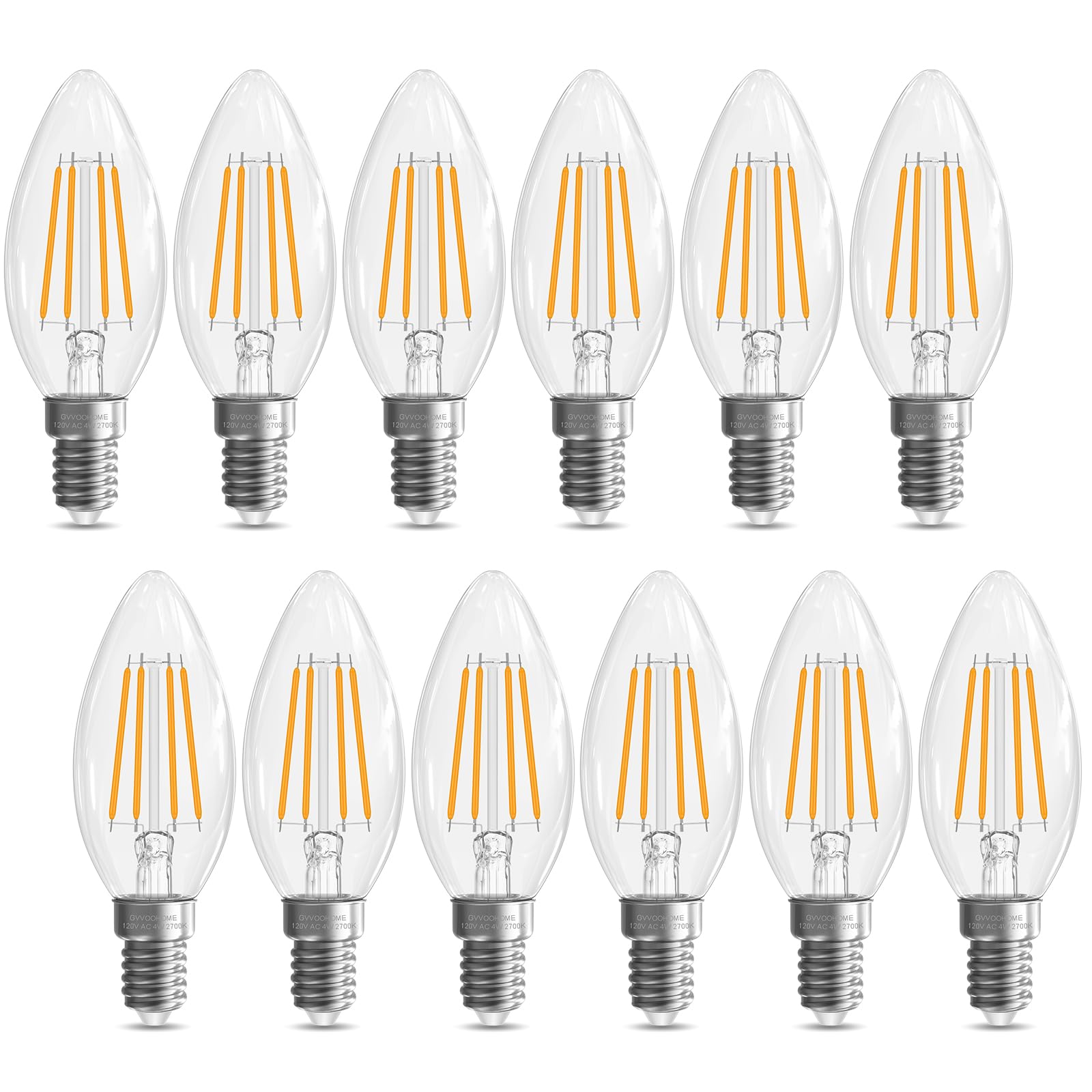 Gvvoohome E12 Candelabra Bulb 40 Watt, E12 Led Bulb Non-Dimmable Chandelier Light Bulbs, B10 Candle Light Bulbs 2700K Soft White