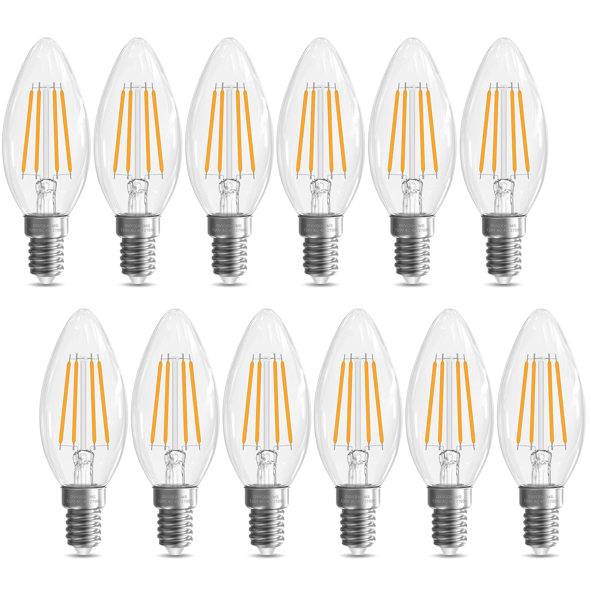 Gvvoohome E12 Candelabra Bulb 40 Watt, E12 Led Bulb Non-Dimmable Chandelier Light Bulbs, B10 Candle Light Bulbs 2700K Soft White