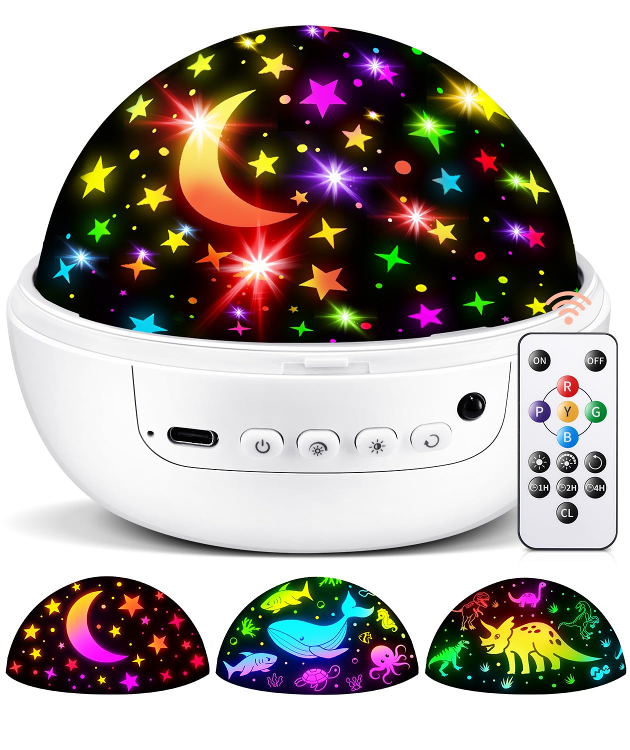 Coolnight Christmas Room Decor  93 Lighting+3 Films Christmas Projector Christmas Stuff  Remote+Dimmable+360?Slient Nightlight For Baby Nursery  Christmas Room Decorations  Moon Projector (White)