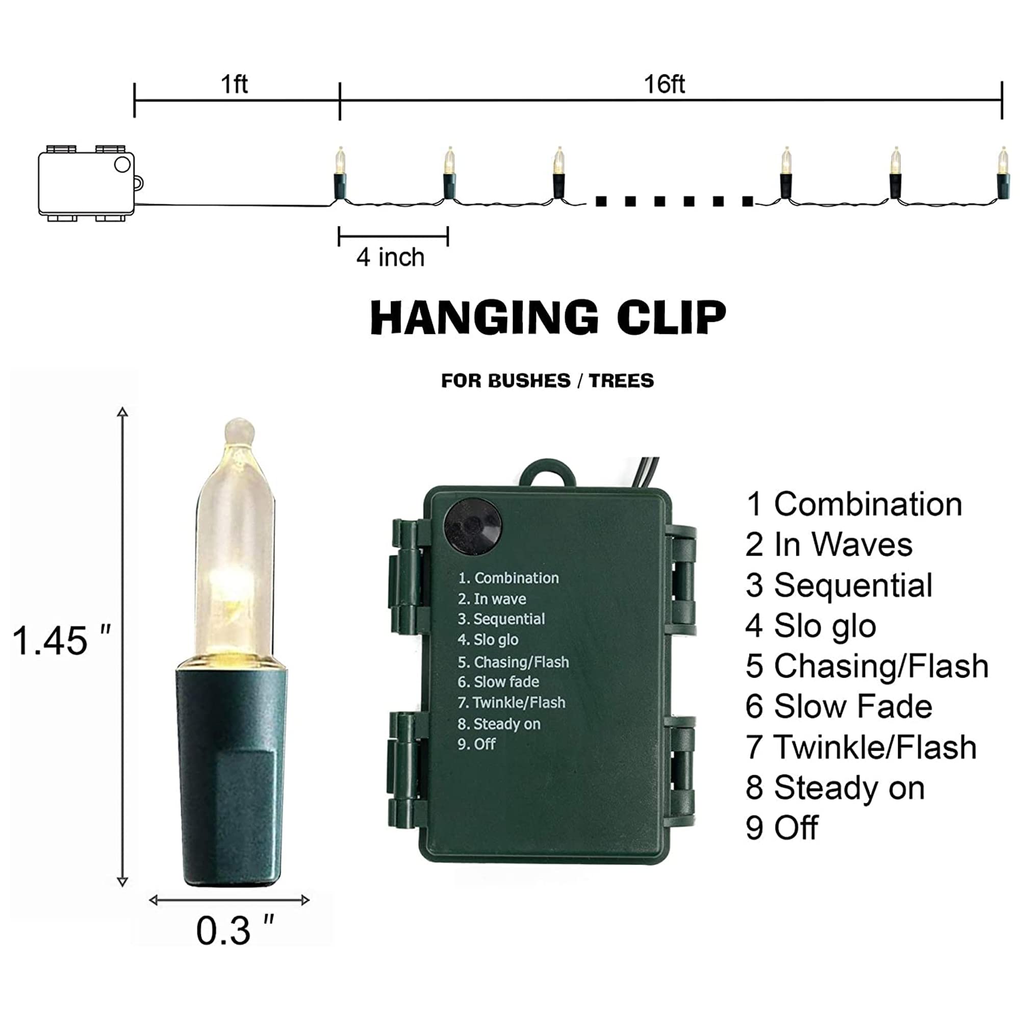 Dazzle Bright 50 Led Christmas Mini String Lights, 4 Pack 16 Ft Batter Operated Waterproof Fairy Lights With 8 Modes For Xmas Indoor Outdoor Yard Garden Holiday Wedding Decorations (Warm White)