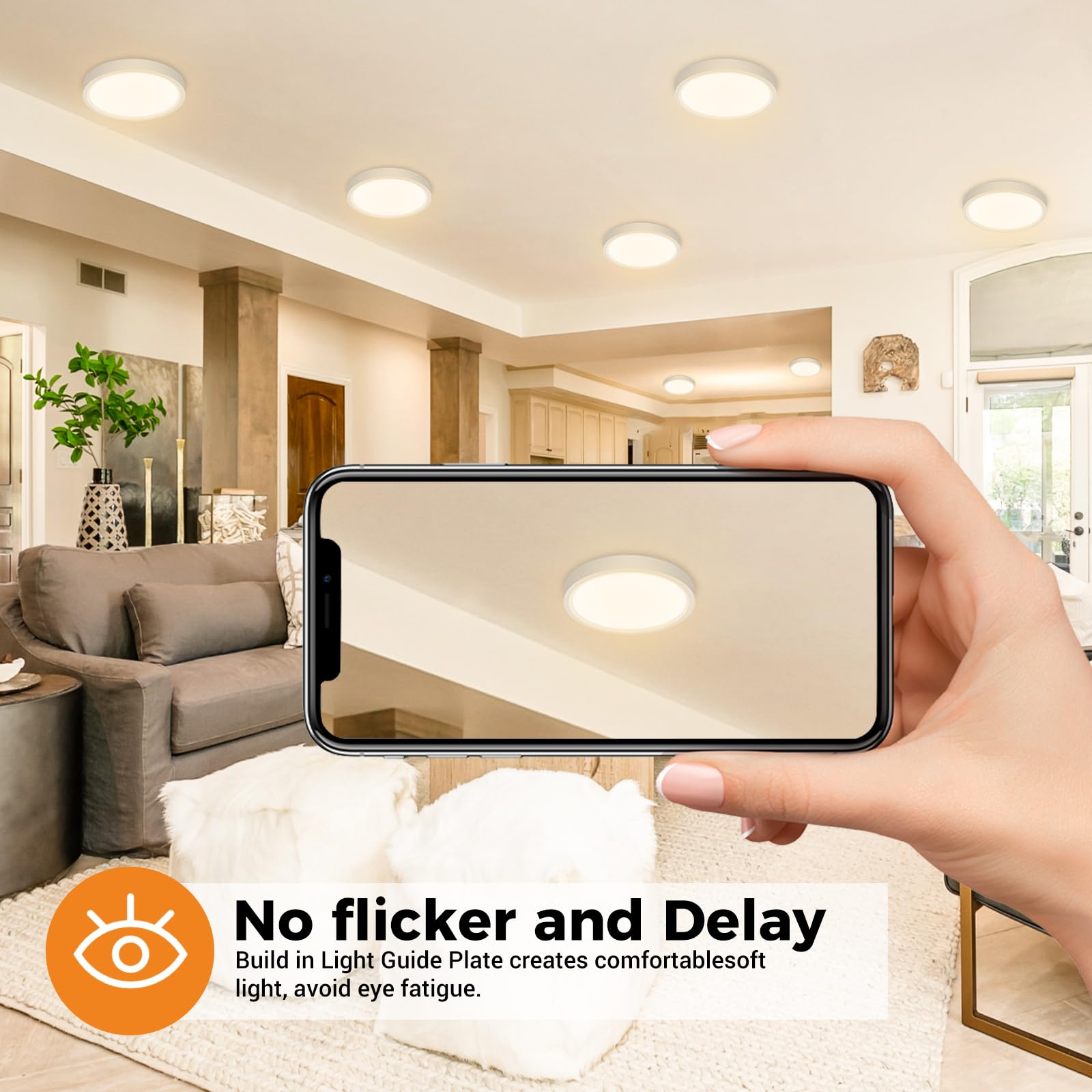 12Pack Led Flush Mount Ceiling Light, Dimmable & 100W Equivalent Super Slim Led Ceiling Light, 3000K-6500K Selectable, 12W 1500L