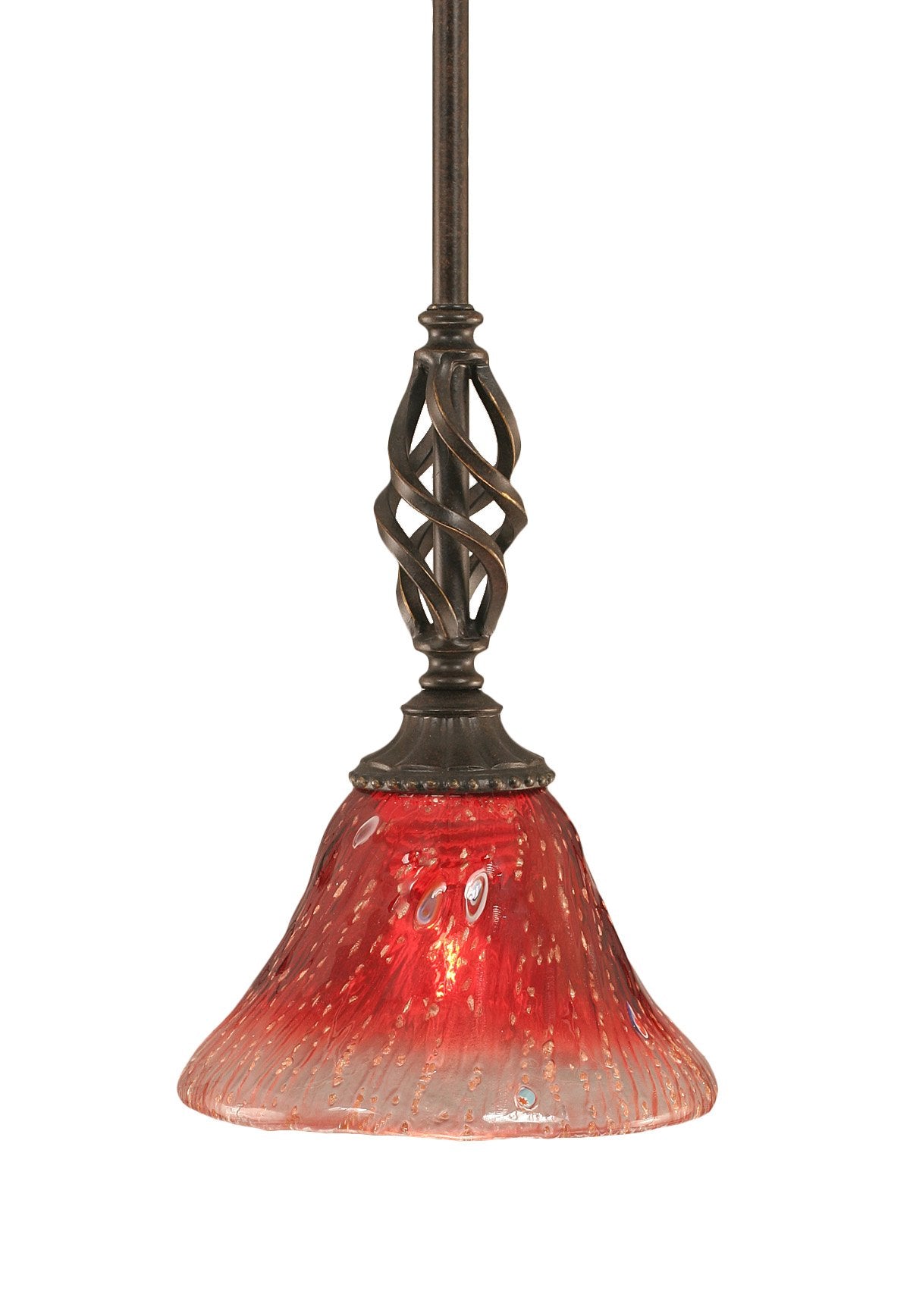 Toltech Lighting 80-DG-756 7-Inch Elegante Mini-Pendant Dark Granite Finish with Raspberry Crystal Glass Shade