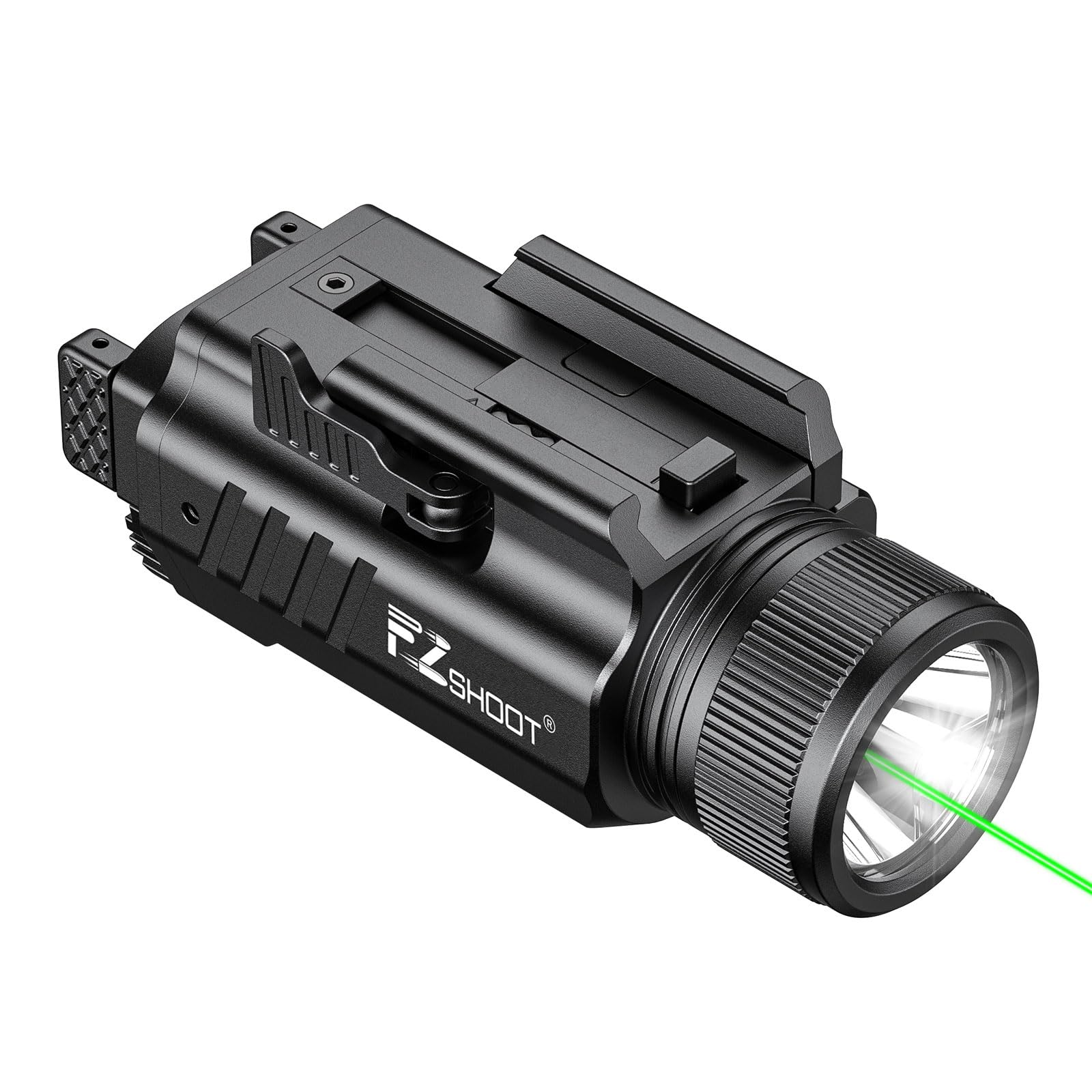 EZshoot 2000 Lumen Handheld Toy Light Laser Combo  Magnetic Rechargeable Green Laser Light Combo with Quick Release Adjustable Slide Rail  Tactical Picatinny Flashlight for Home Defence  Hunting