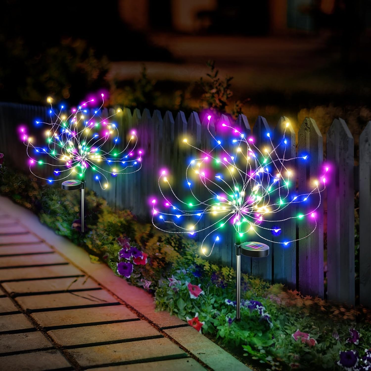 Anordsem Fireworks Lights for Outside Decorations: Christmas Solar Garden Light Waterproof for Yard Outdoor Decor - LED Fairy Sparklers Firework Starburst Lamp Patio Pathway Lawn Decorative