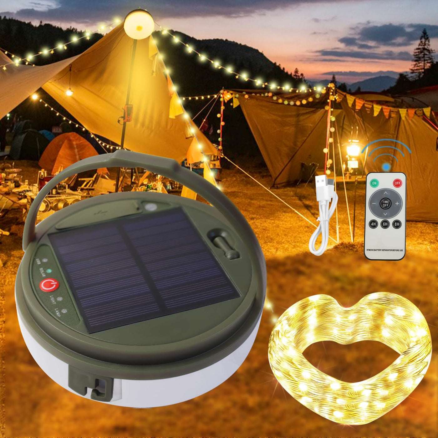 orange solar tent buy MQUPIN Solar Camping String Lights, 39.4 Ft, 120 LEDs, Waterproof, Rem – Lightsdaddy