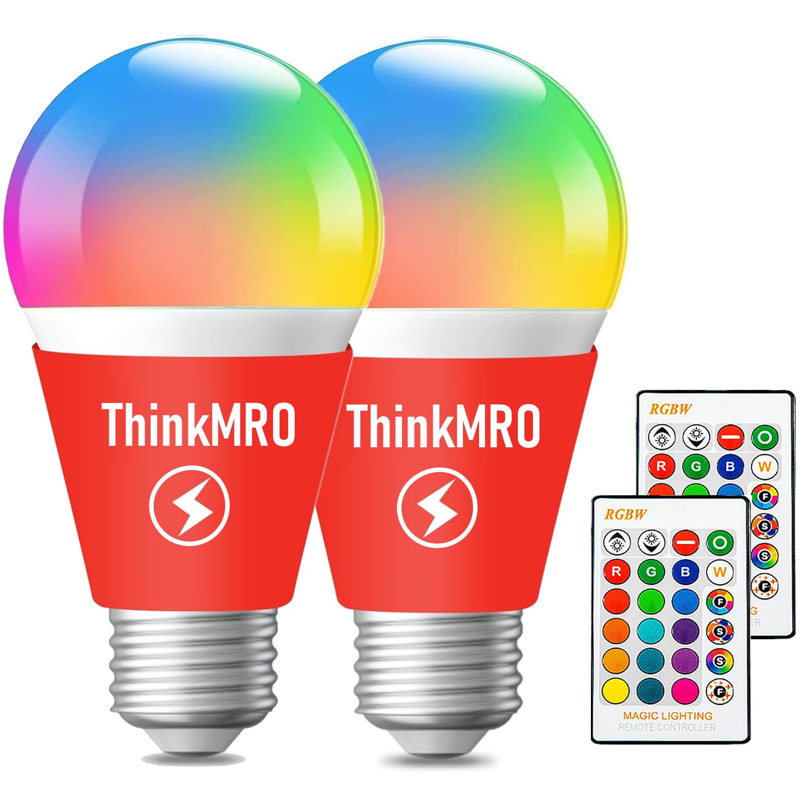 Thinkmro Color Changing Led Light Bulbs With Remote Rgbw Bulb 10W (85W Equivalent),A19 E26/27,Lamp Replace,Warm White,Dimmable M