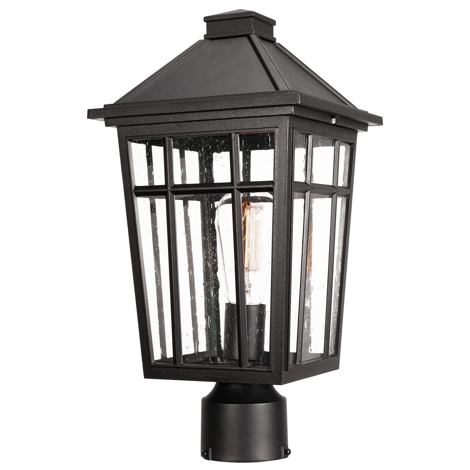 Darkaway Large Outdoor Post Light, Waterproof Aluminum Fixture, Black, Model 6X16P-M BK