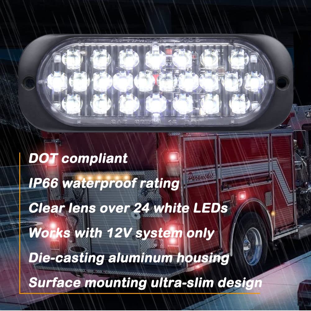 At-Haihan Pack Of 2 Aluminum Housing 24 White Led Trailer Stop Brake Turn Tail Lights, Dot Compliant Waterproof Surface Mount Li