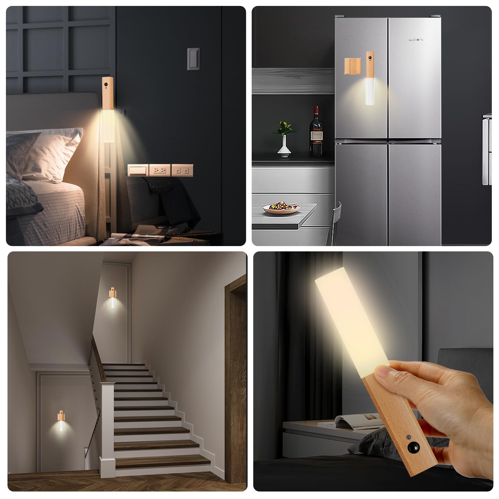 Bcmsda Rechargeable Wall Sconce Set of 2, LED Motion Sensor Light-Colored, Magnetic, Portable Wireless, Model 005-QS