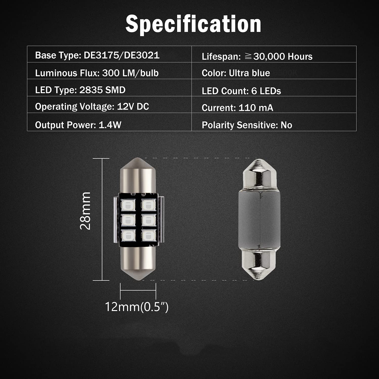 Brishine 4Pcs Festoon 28Mm 29Mm De3175 Led Bulbs, 2835 Chipsets Canbus Error Free 1.1    De3021 3175 3022 N3 Led Bulbs For Car I