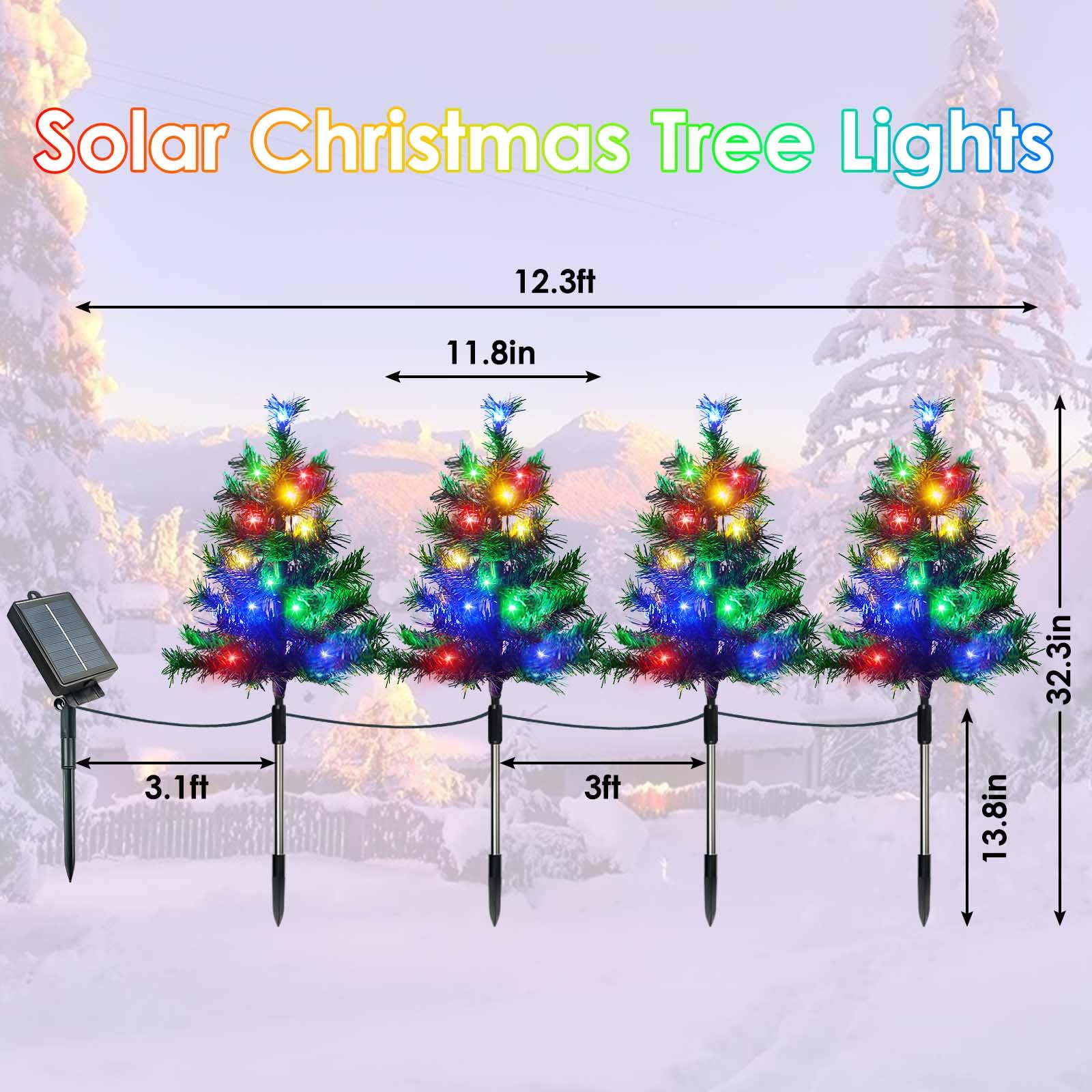 8-Pack Solar Christmas Tree Garden Stake Lights, Solar Powered Yard Landscape Path Lights Prelit Small Xmas Tree Lights Outdoor