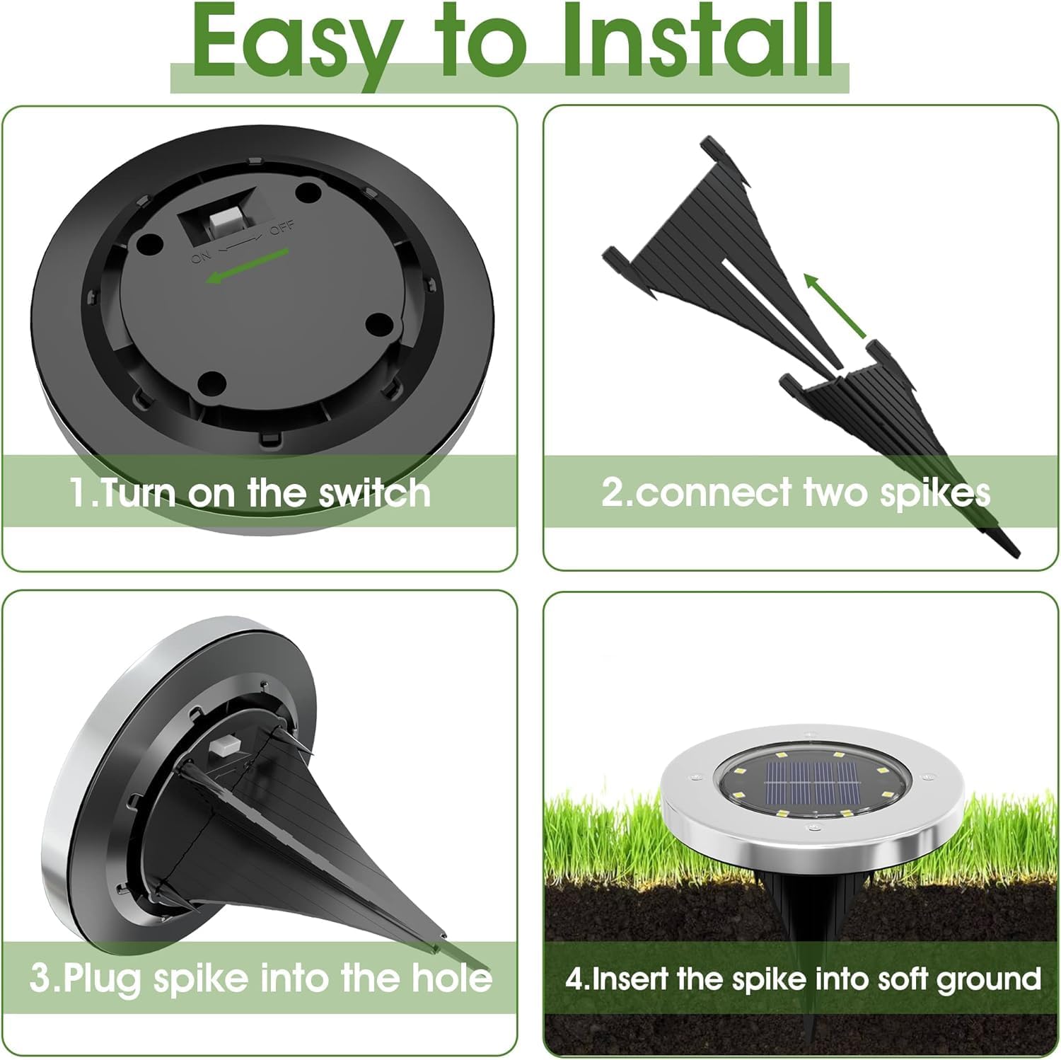 INCX Solar Lights Outdoor, 16 Pack Waterproof Stainless Steel Garden Lights, Cold White, Model DMDCOLD16 for Pathway and Yard