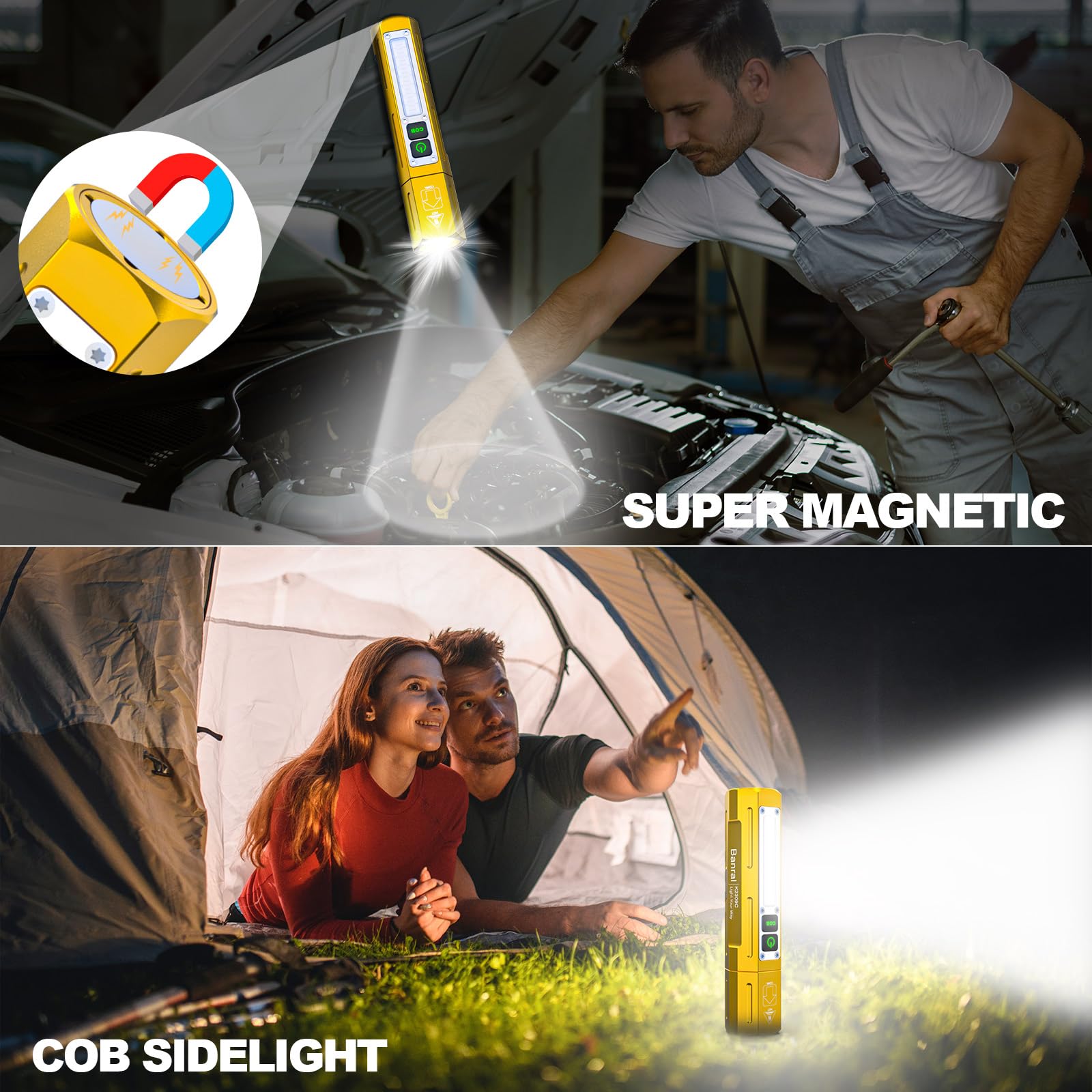 Rechargeable Flashlights High Lumens - Super Bright Small Pocket Magnetic Flashlight, 8 Modes Led Tactical Flash Light, Dual But