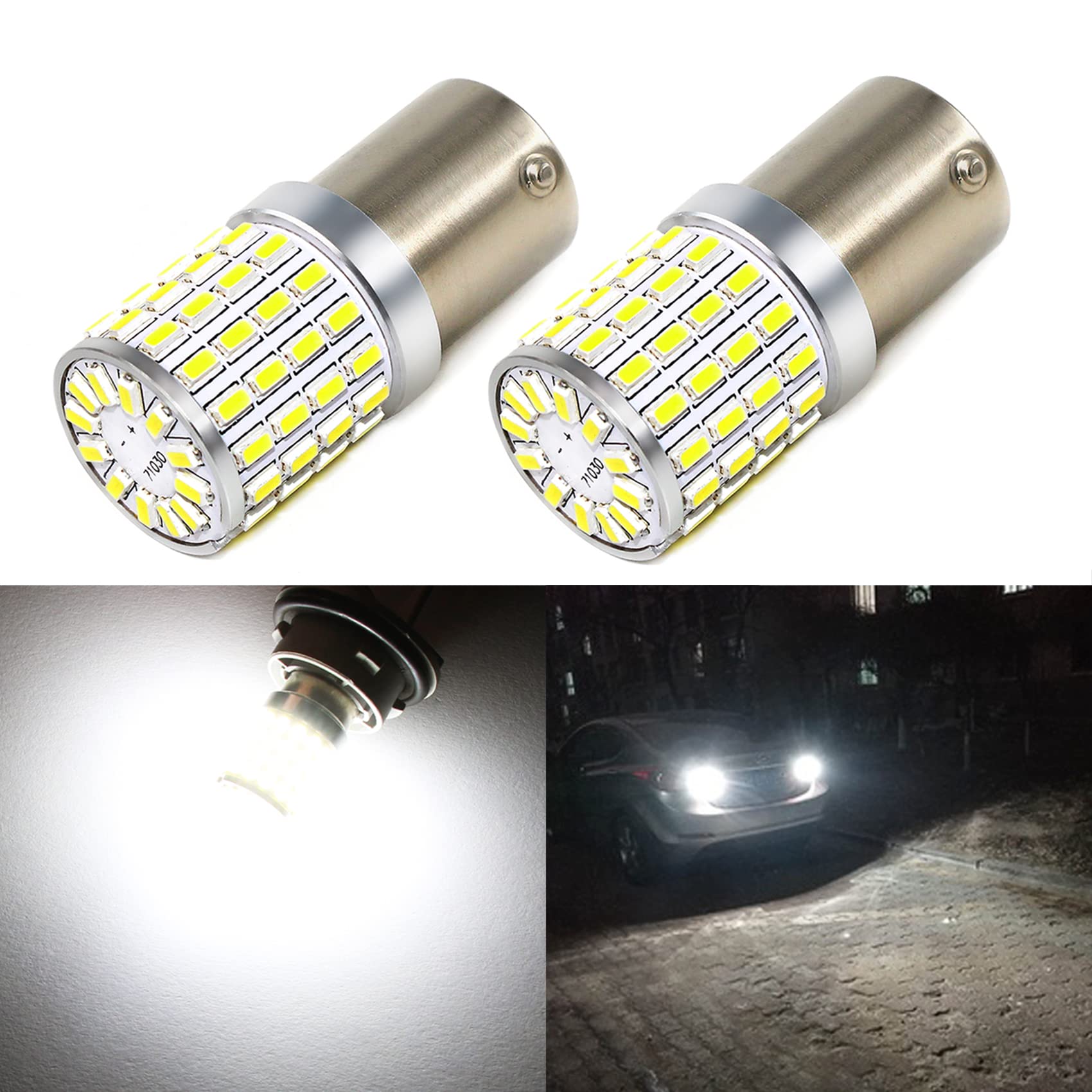 Phinlion 2000 Lumens 7506 1156 Led White Bulbs Super Bright 3014 72-Smd Ba15S 1073 Led Bulb For Back-Up Reverse/Turn Signal/Brak