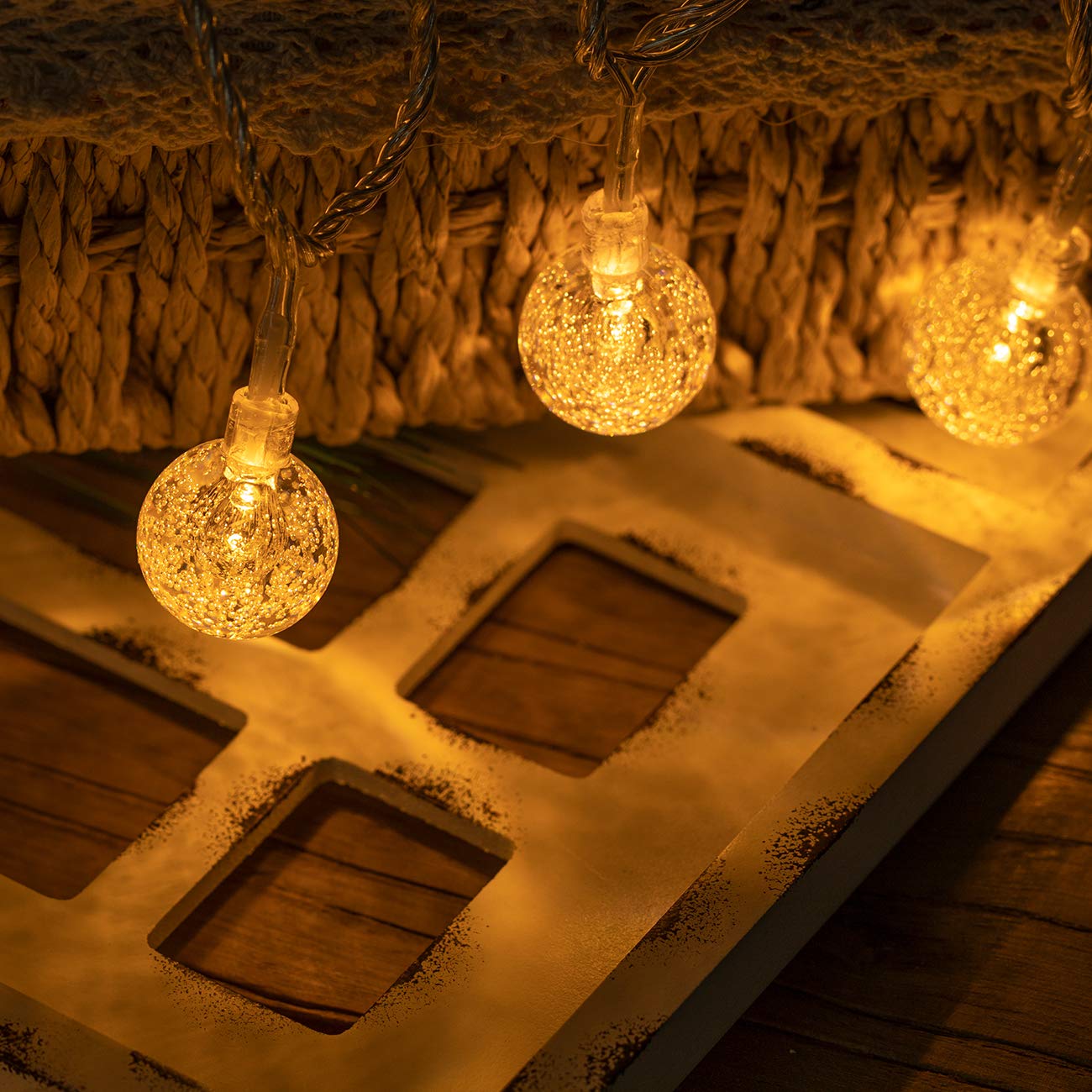 AWQ 100 FT LED Globe Ball String Lights, Warm White, Plastic, 8 Modes, Plug-In, Remote, Indoor/Outdoor Decor for Weddings and Christmas