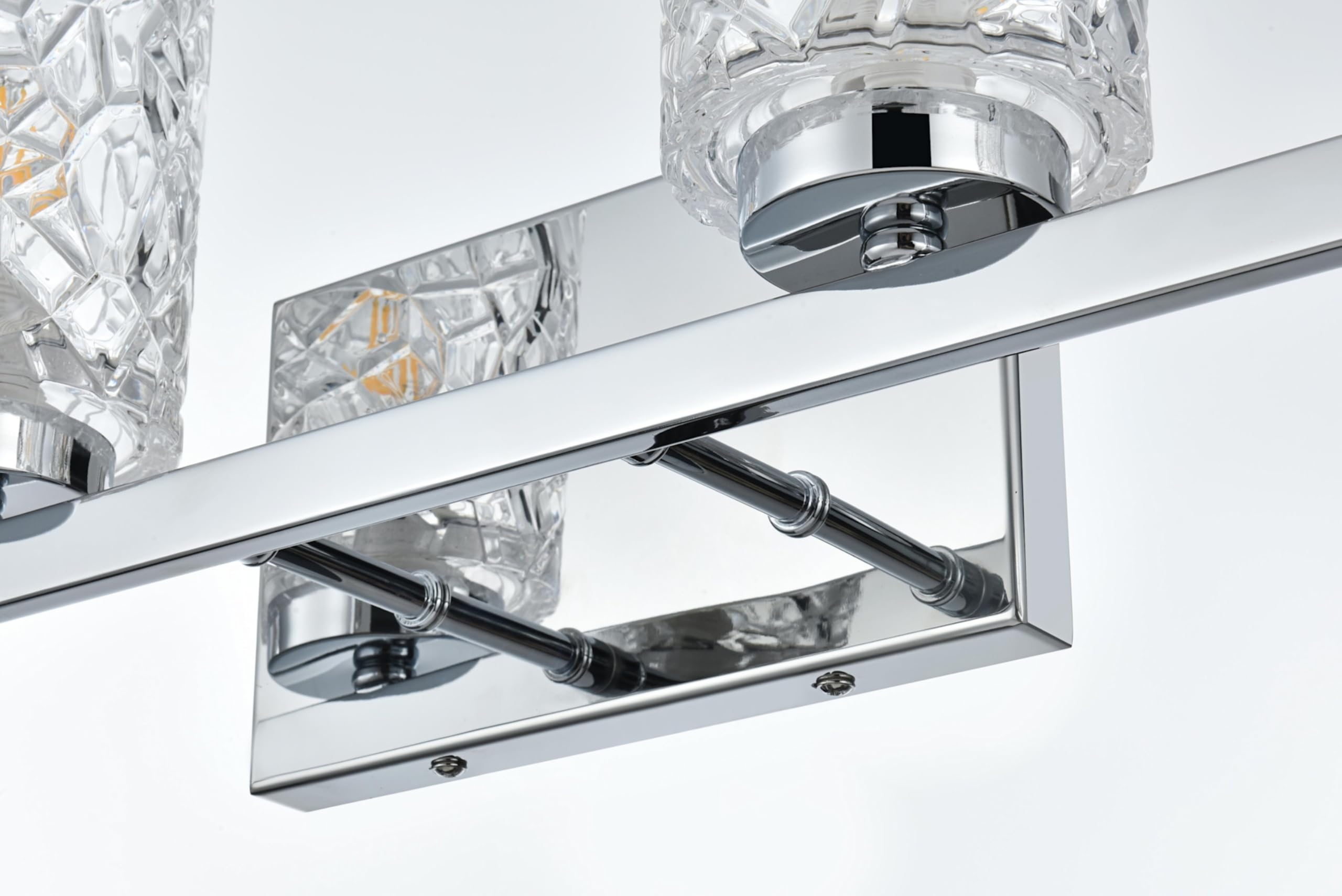 Living District Cassie 4-Light Metal Bath Sconce in Satin Nickel and Clear