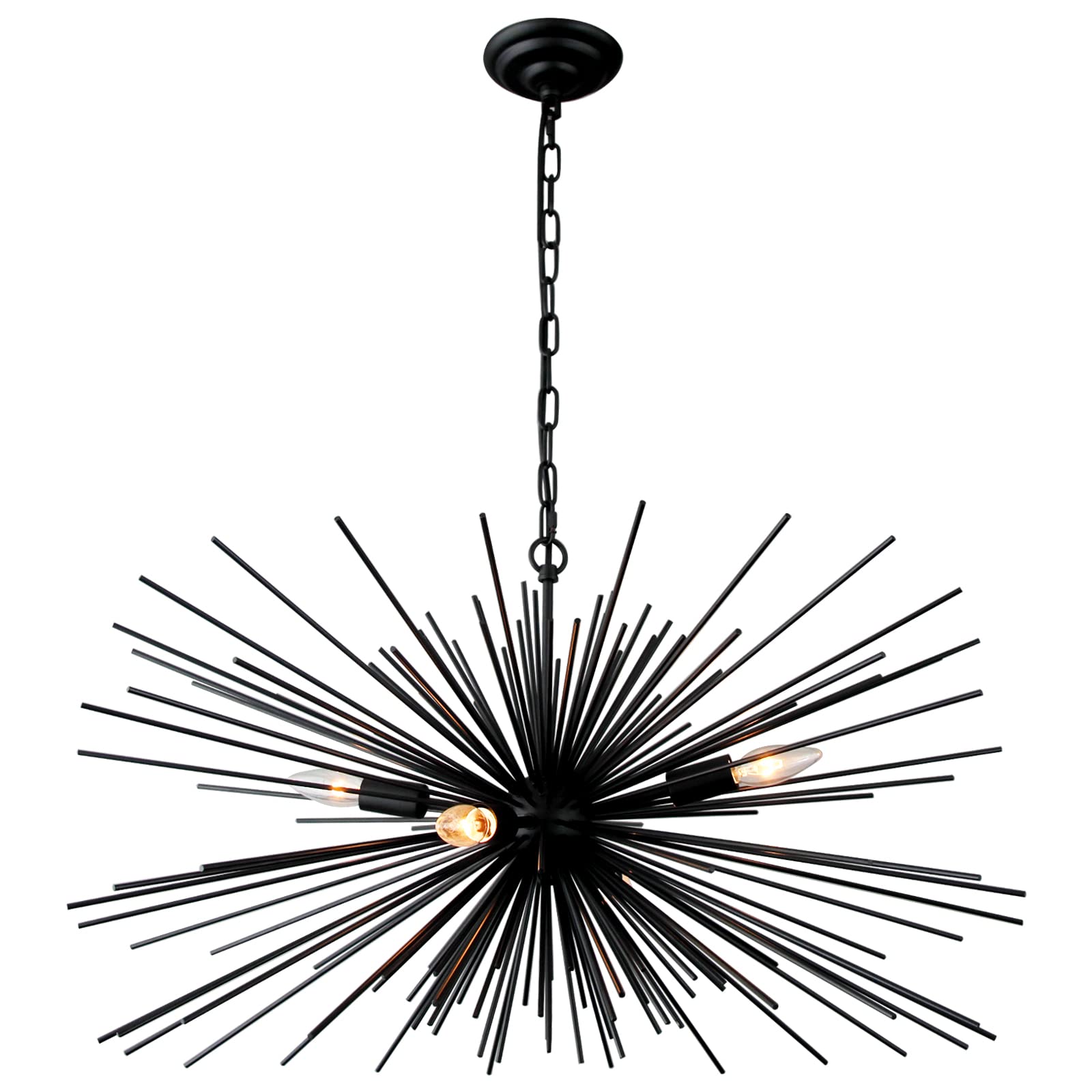 ZIRALIO Black Sputnik Chandelier Vintage 9-Lights Geometric Starburst Chandelier Light Fixture Modern Black Firework Chandelier 