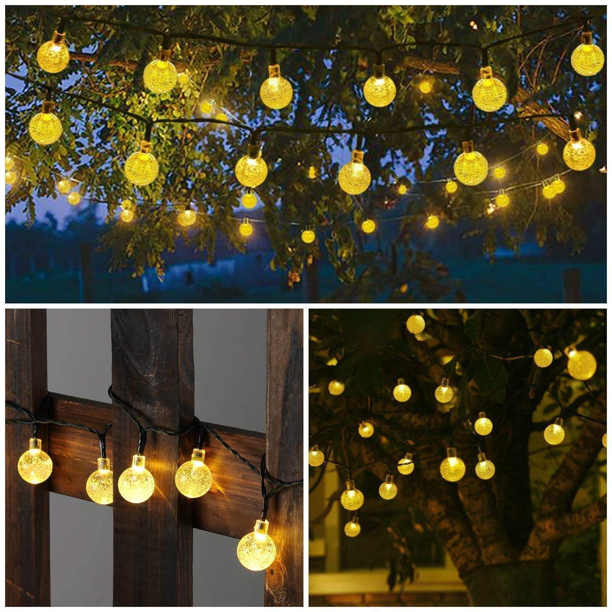 LYHOPE Solar String Lights, 120 LED, 71ft, 8 Modes, Waterproof, Warm White, for Outdoor Garden Patio Decorations