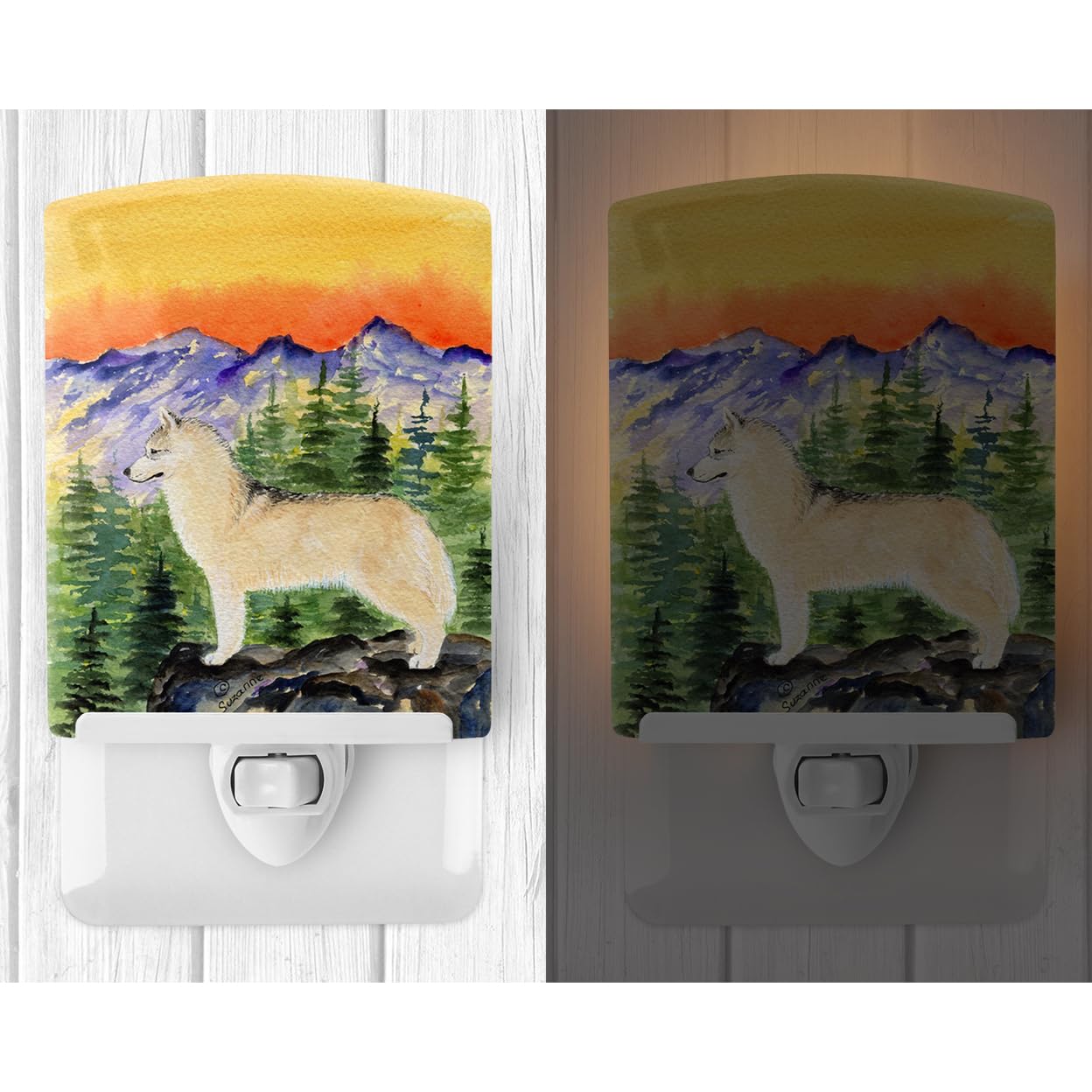 Carolines Treasures Ceramic Night Light, Siberian Husky Design, UL-Certified, 6x4x3in, Multicolor, Model SS8285CNL