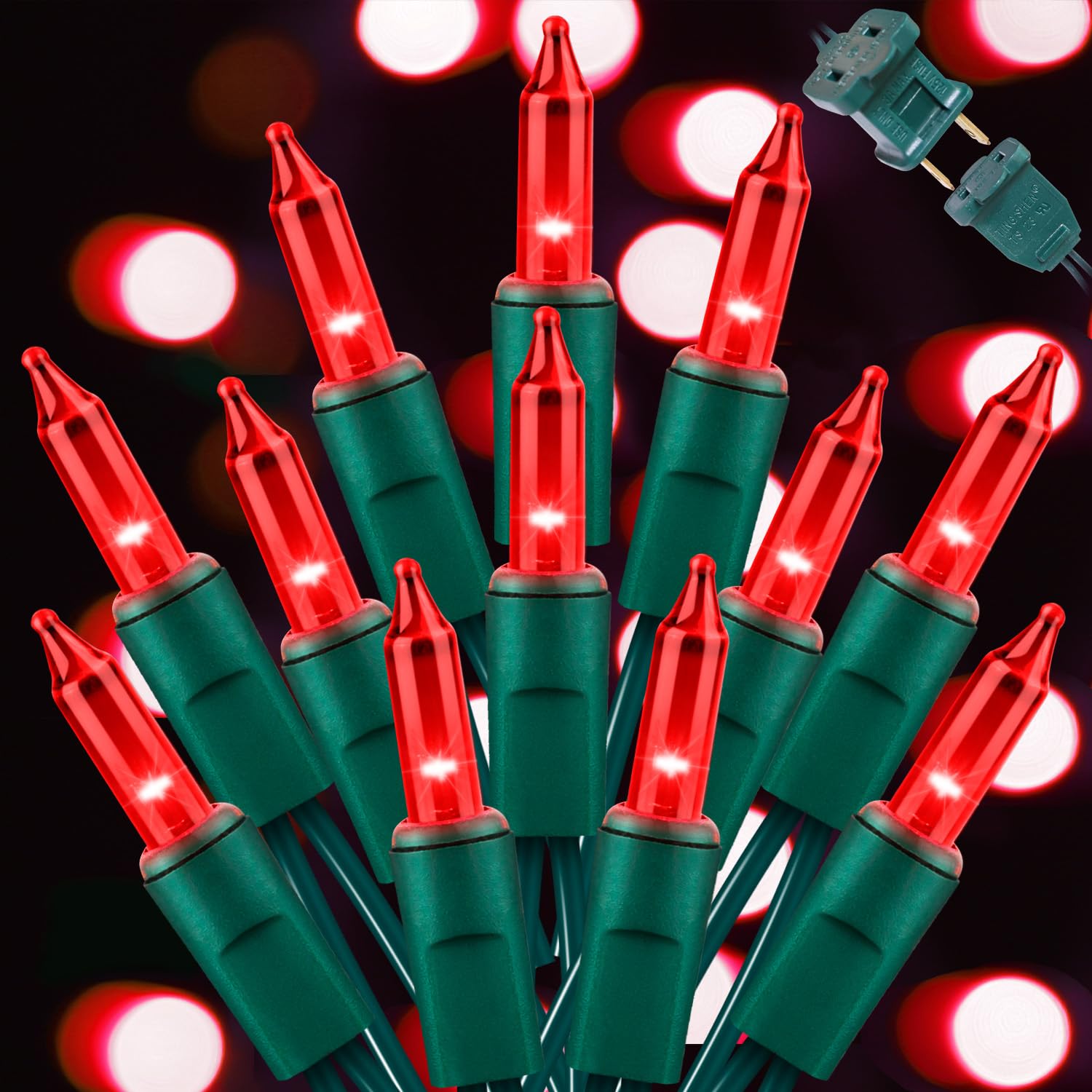 Lamphome 100 Count Red ValentineS Day Lights With 20Ft Green Wire Waterproof Mini String Lights For Holiday Decorations  Christmas Tree  Party  Wedding  Xmas  Home  Indoor & Outdoor Use