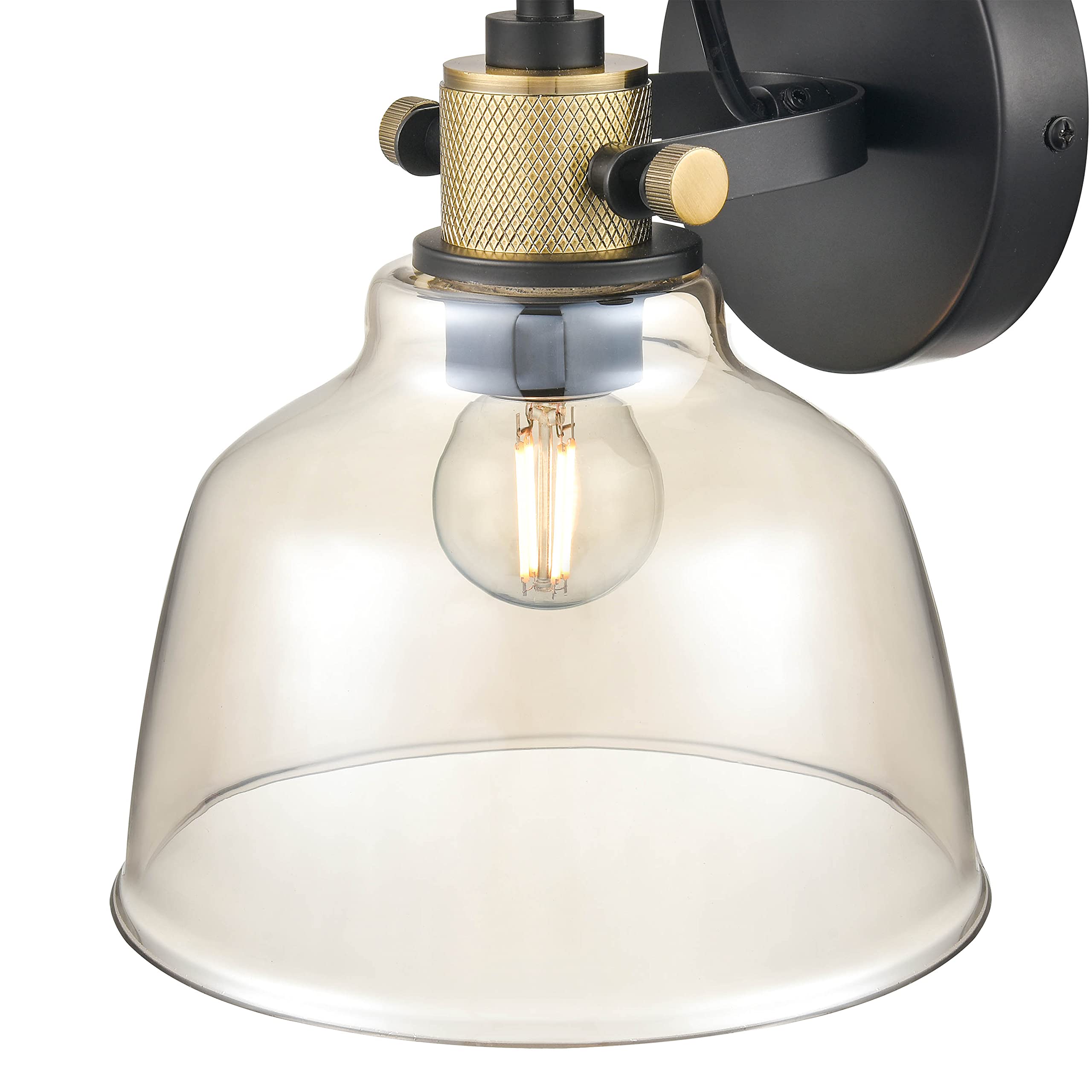 Light Society Arie Wall Sconce, Iron, Model LS-W528-CG-BRS, Black/Brass/Cognac
