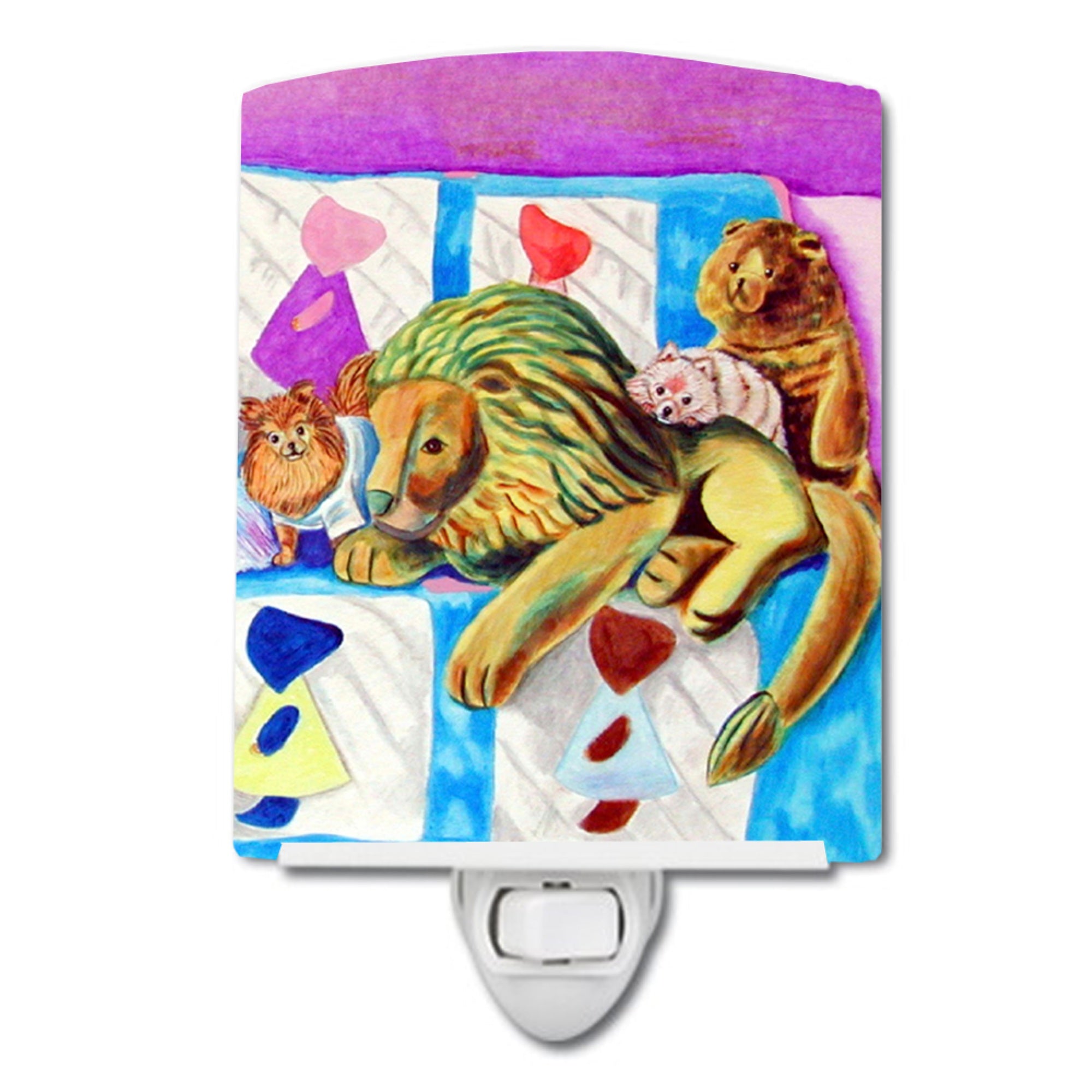  inchCarolines Treasures Pomeranian on the Couch with Toy Tiger Ceramic Night Light, 6x4, Multicolor inch