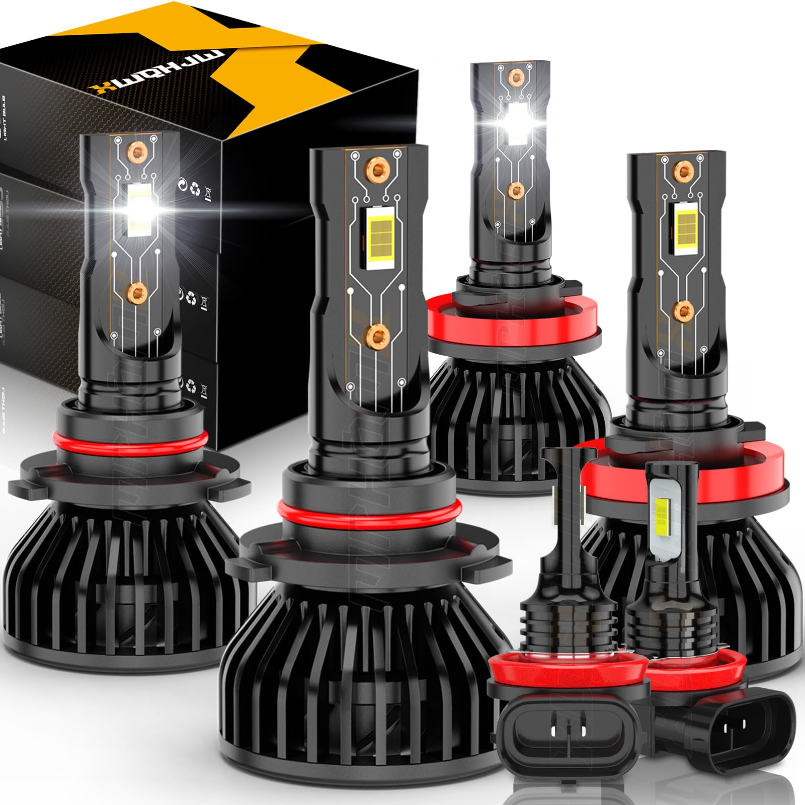 XWQHJW Light Bulbs for 2007-2014 Toyota Camry, High Low Beam Fog Lights, 6000K Bright White, 9005 H11 H11, 