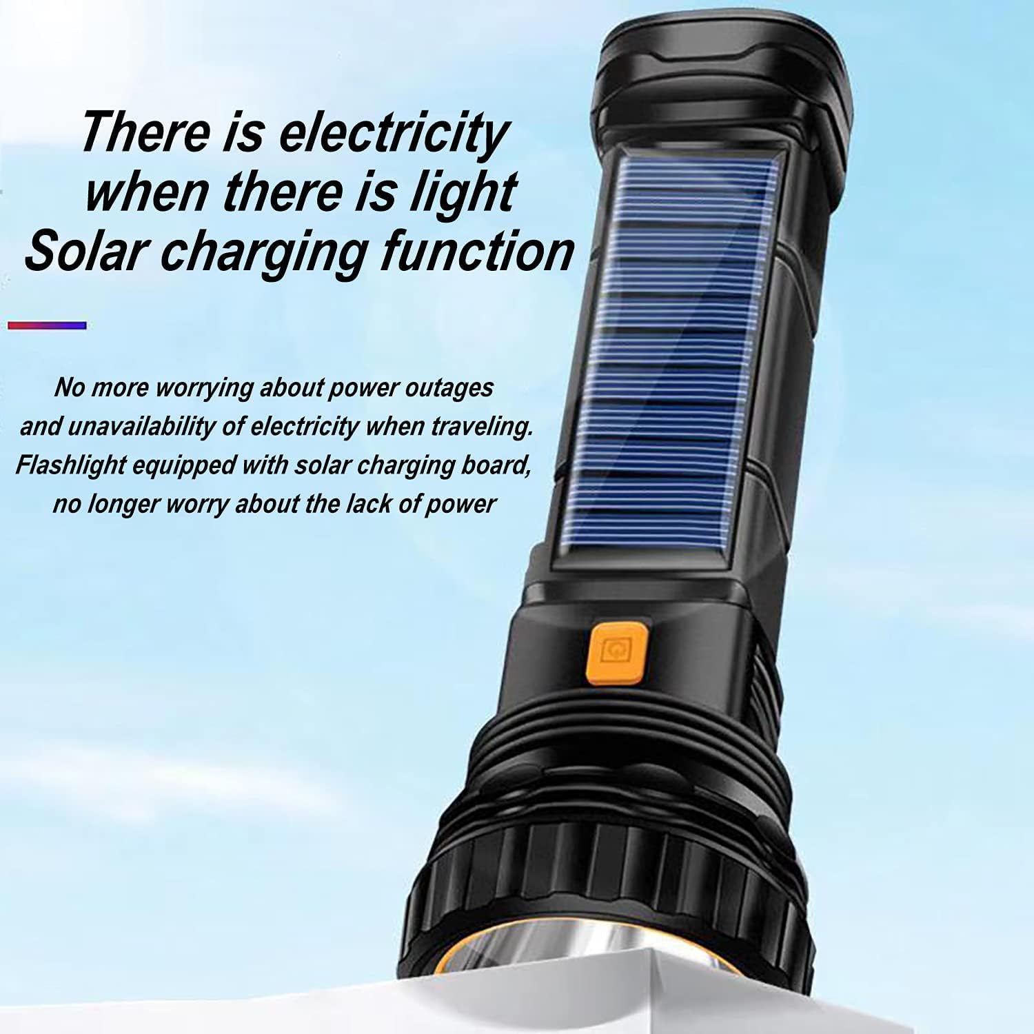 E-Shidai Solar/Rechargeable Multi Function 1000 Lumens Led Flashlight, With Emergency Strobe Light And 1200 Mah Battery, Emergen